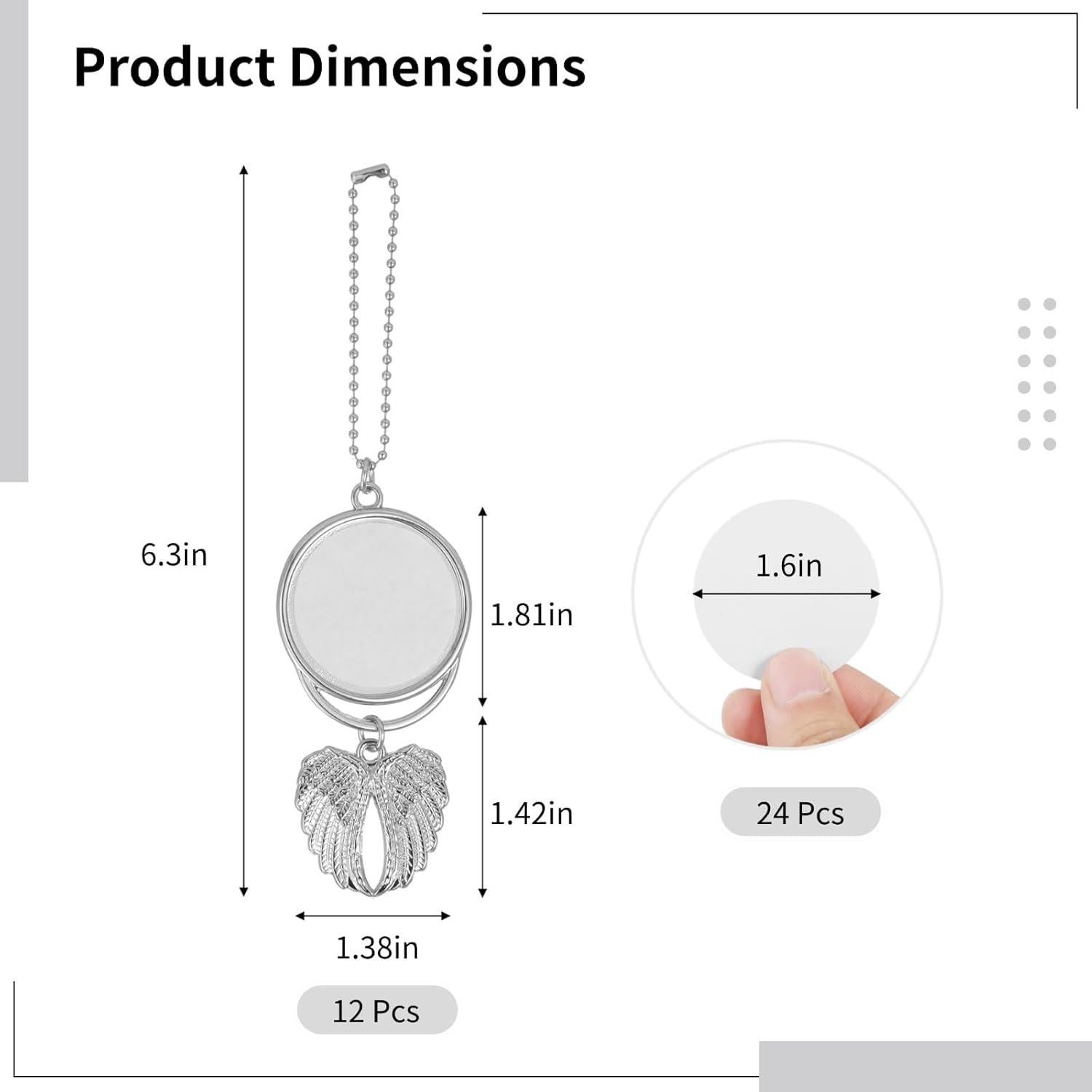12 Llaveros de Sublimación OMISTAR con Alas de Ángel 4.6x16cm