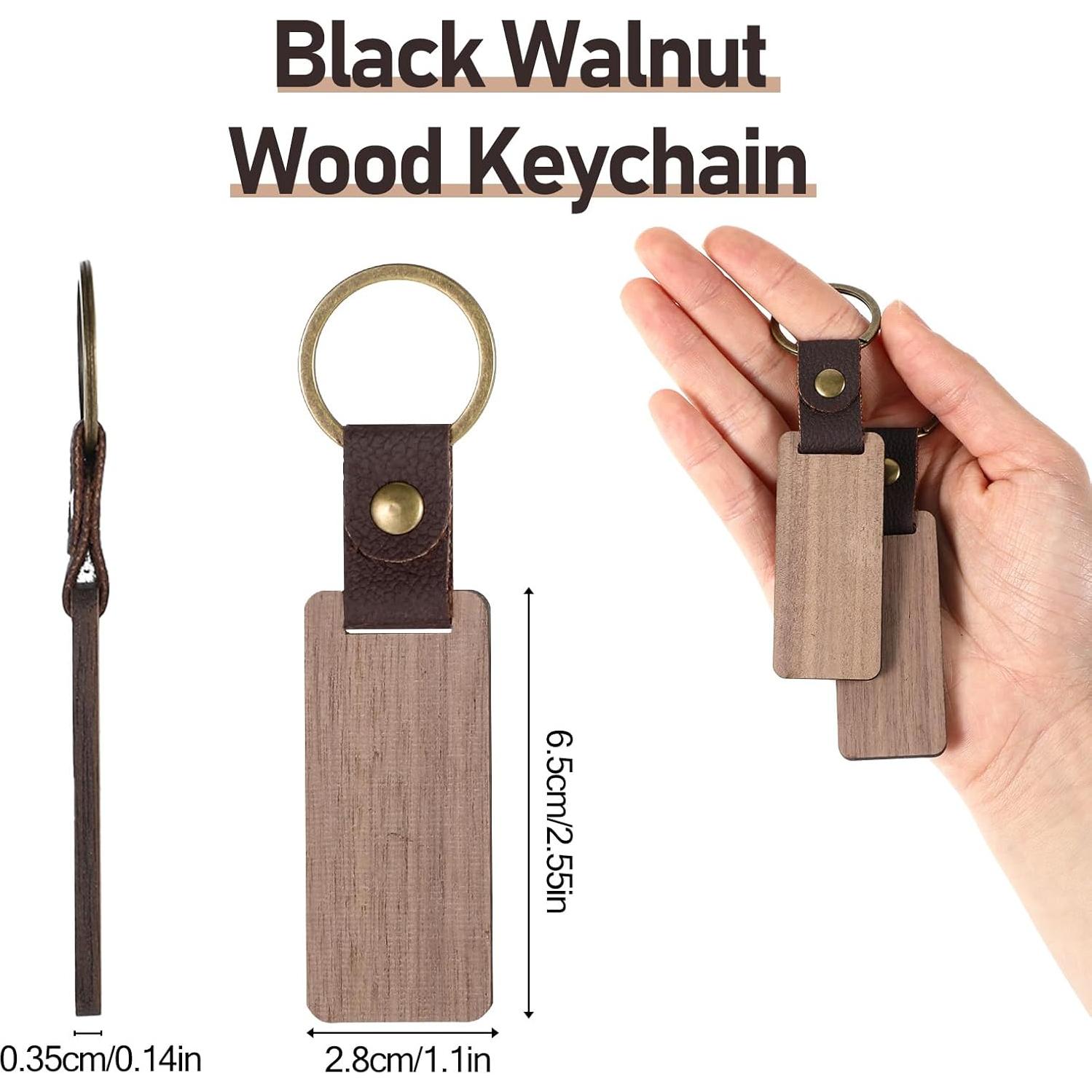 25 Llaveros de Madera Natural con Correa de Cuero PU Cobee