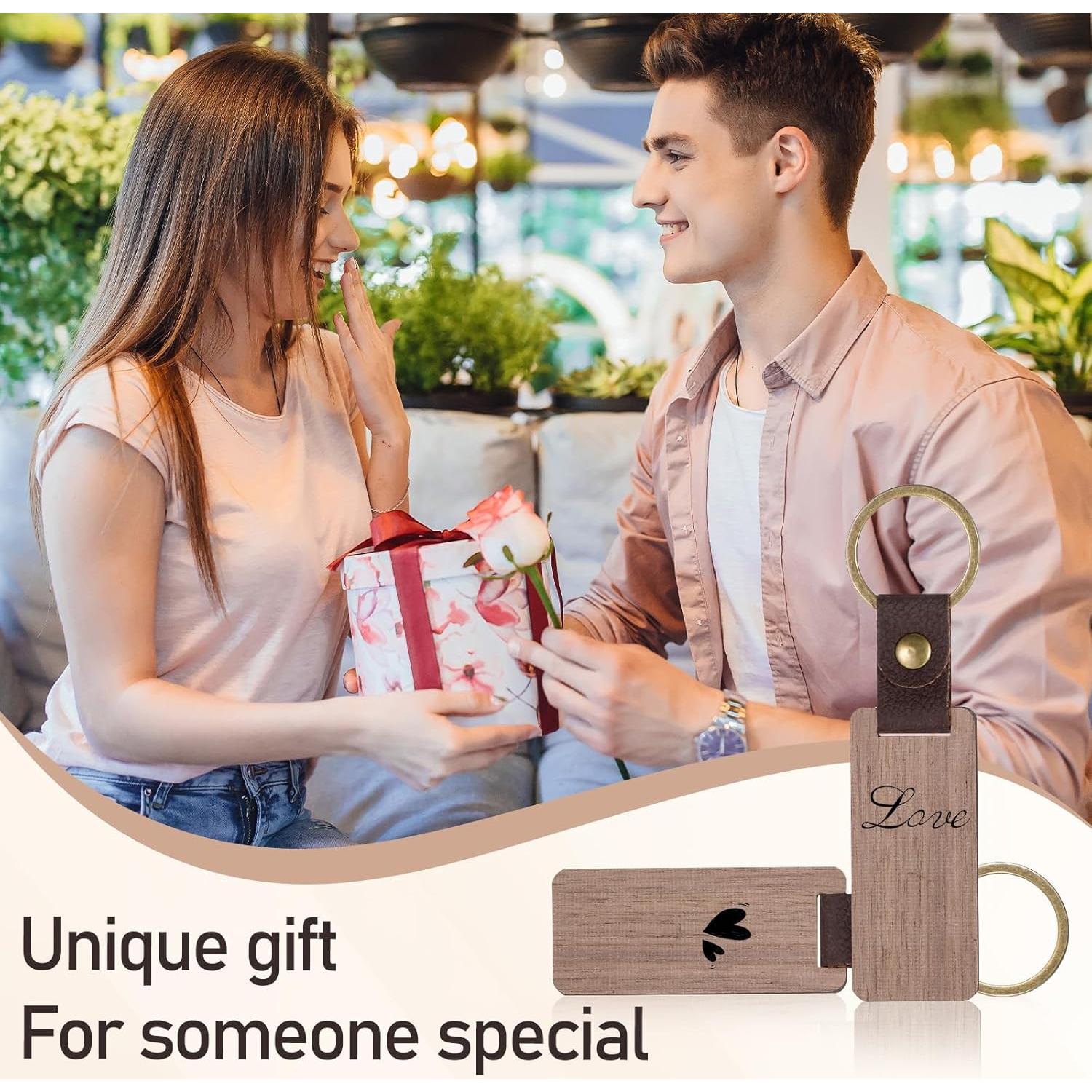 25 Llaveros de Madera Natural con Correa de Cuero PU Cobee