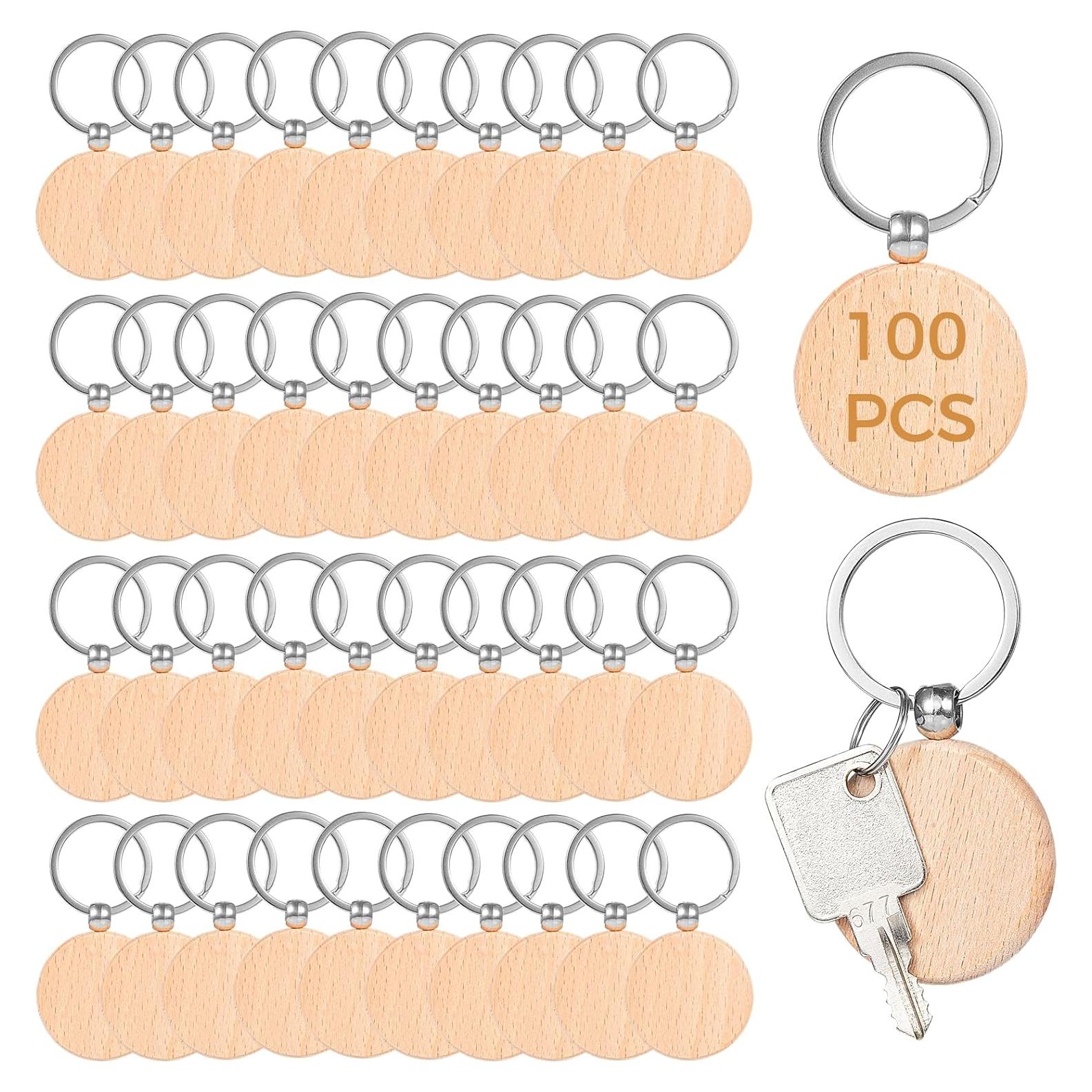 Llaveros de Madera en Blanco BATTIPAW 100 Pcs para DIY