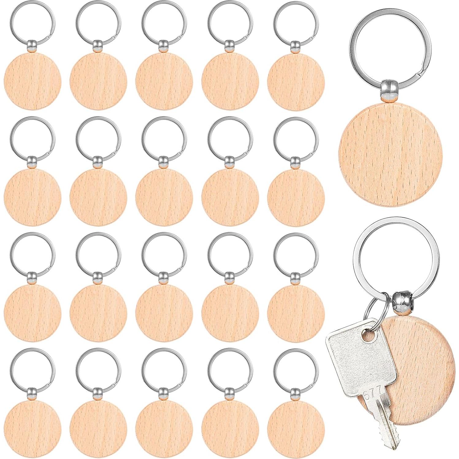 Llaveros de Madera en Blanco BATTIPAW 100 Pcs para DIY