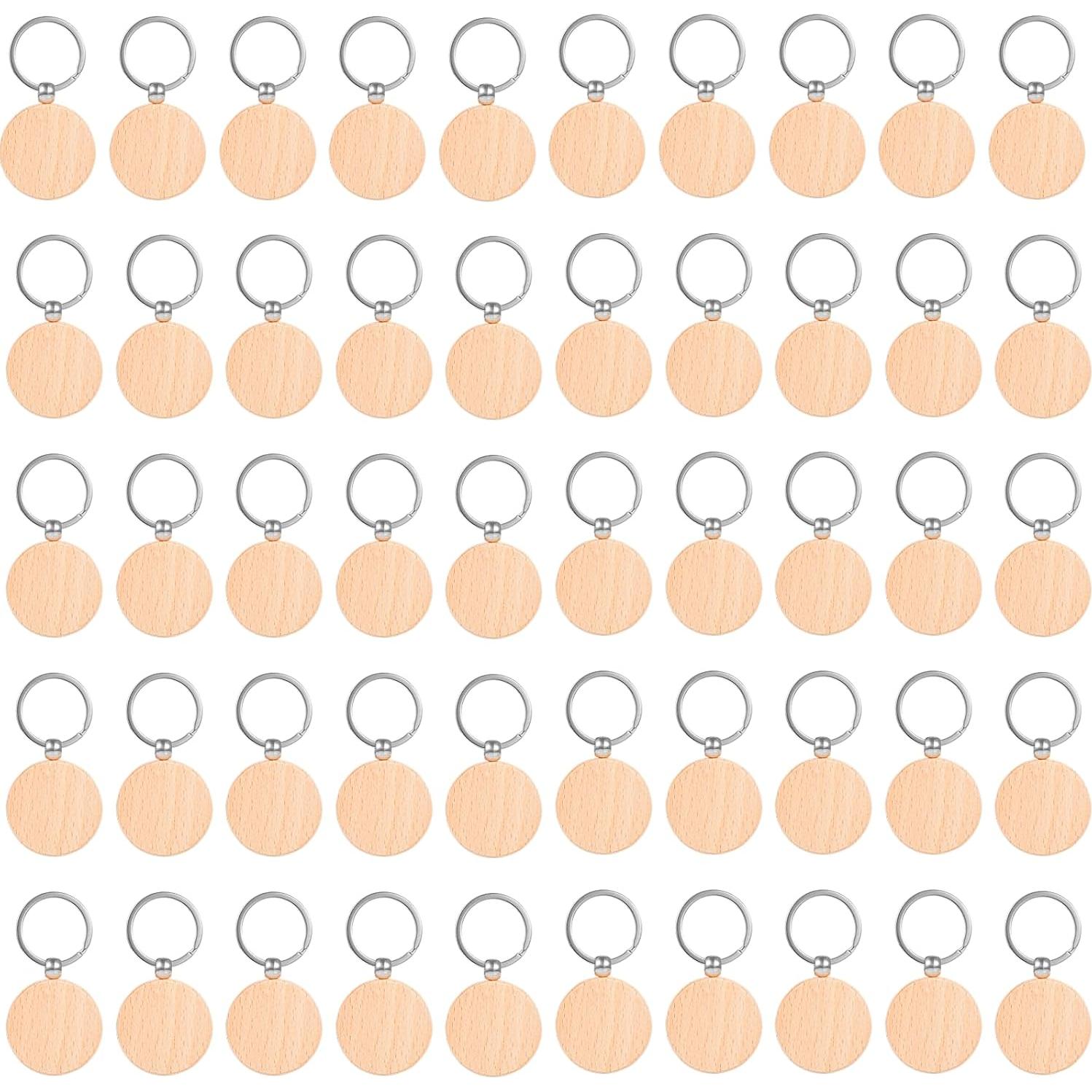 Llaveros de Madera en Blanco BATTIPAW 100 Pcs para DIY
