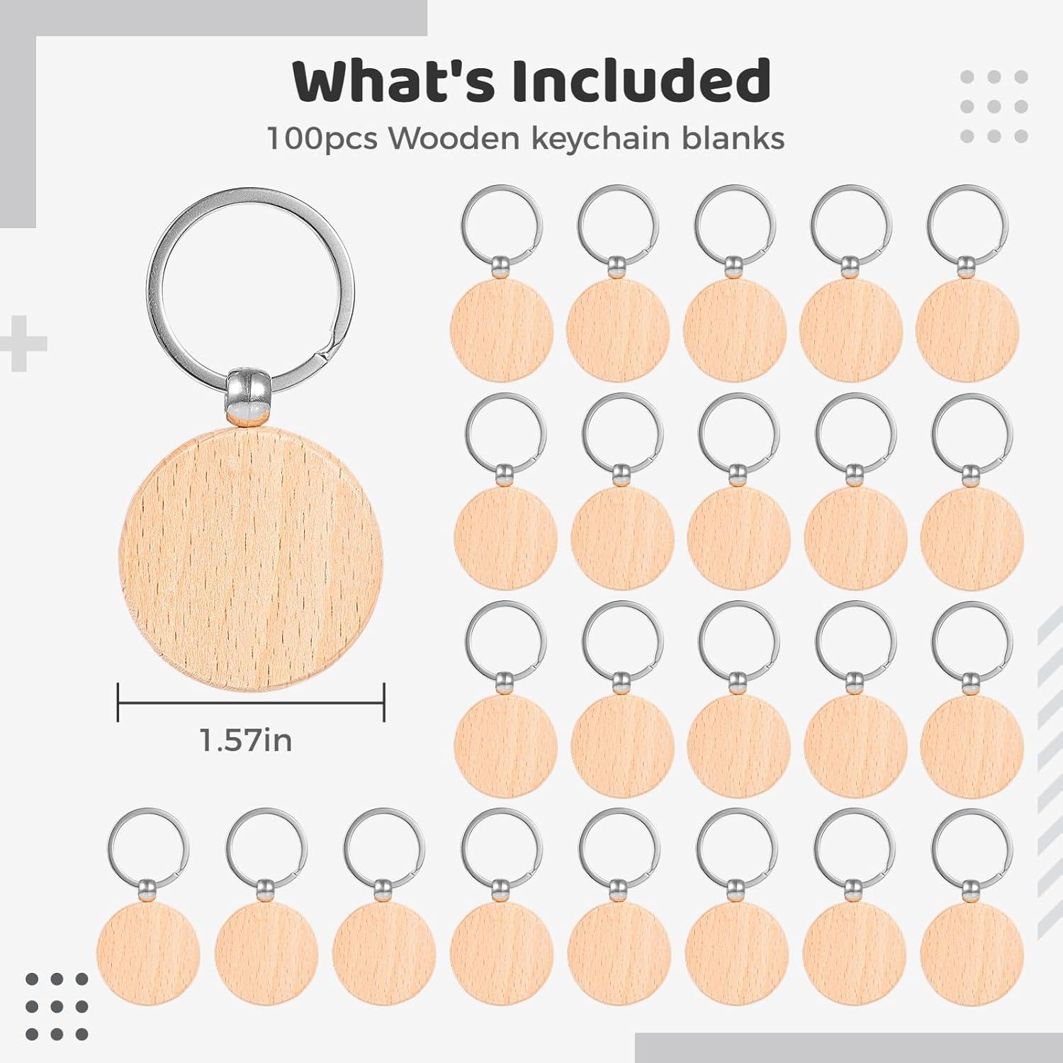 Llaveros de Madera en Blanco BATTIPAW 100 Pcs para DIY