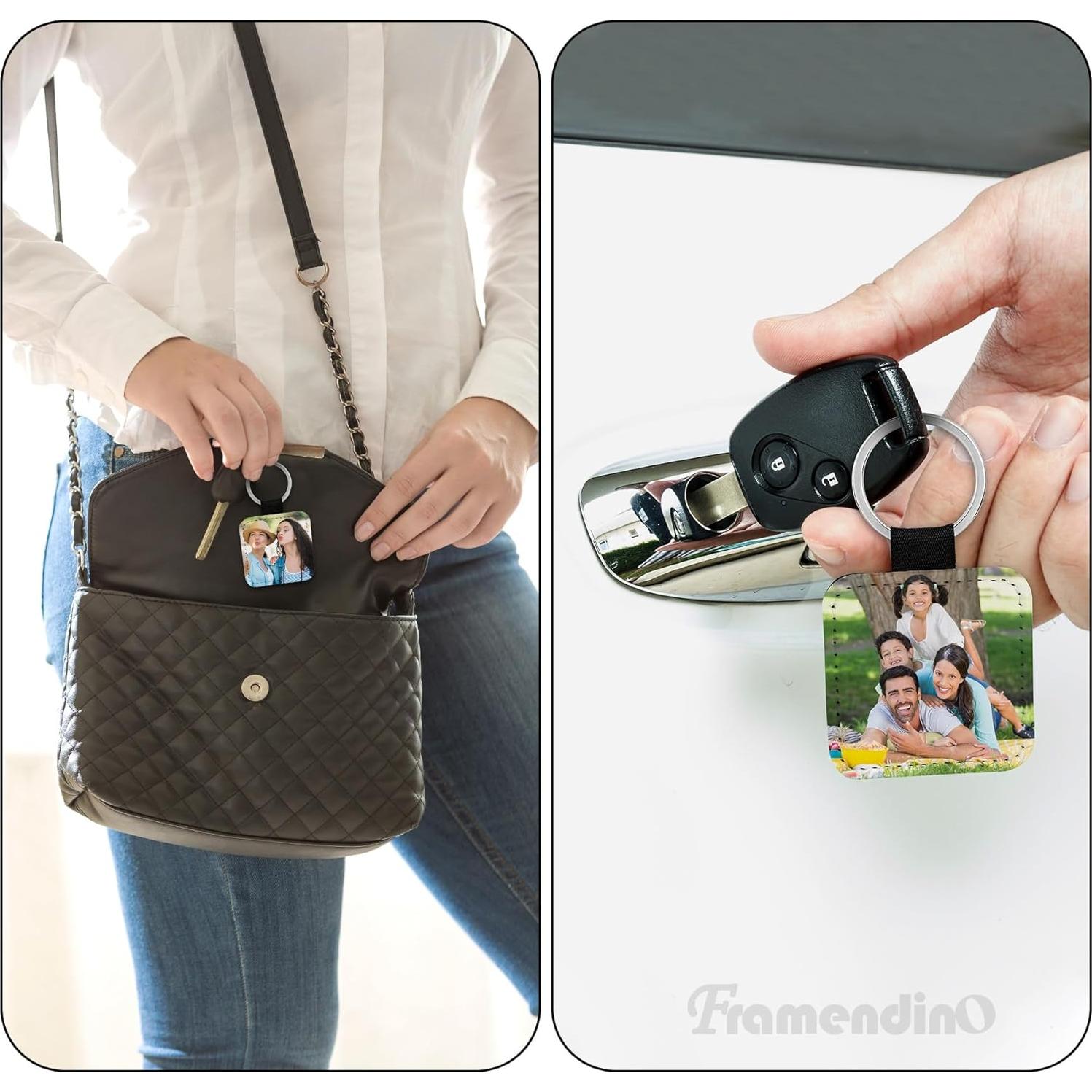 Llaveros de Cuero PU para Sublimación Framendino - 8 Unidades