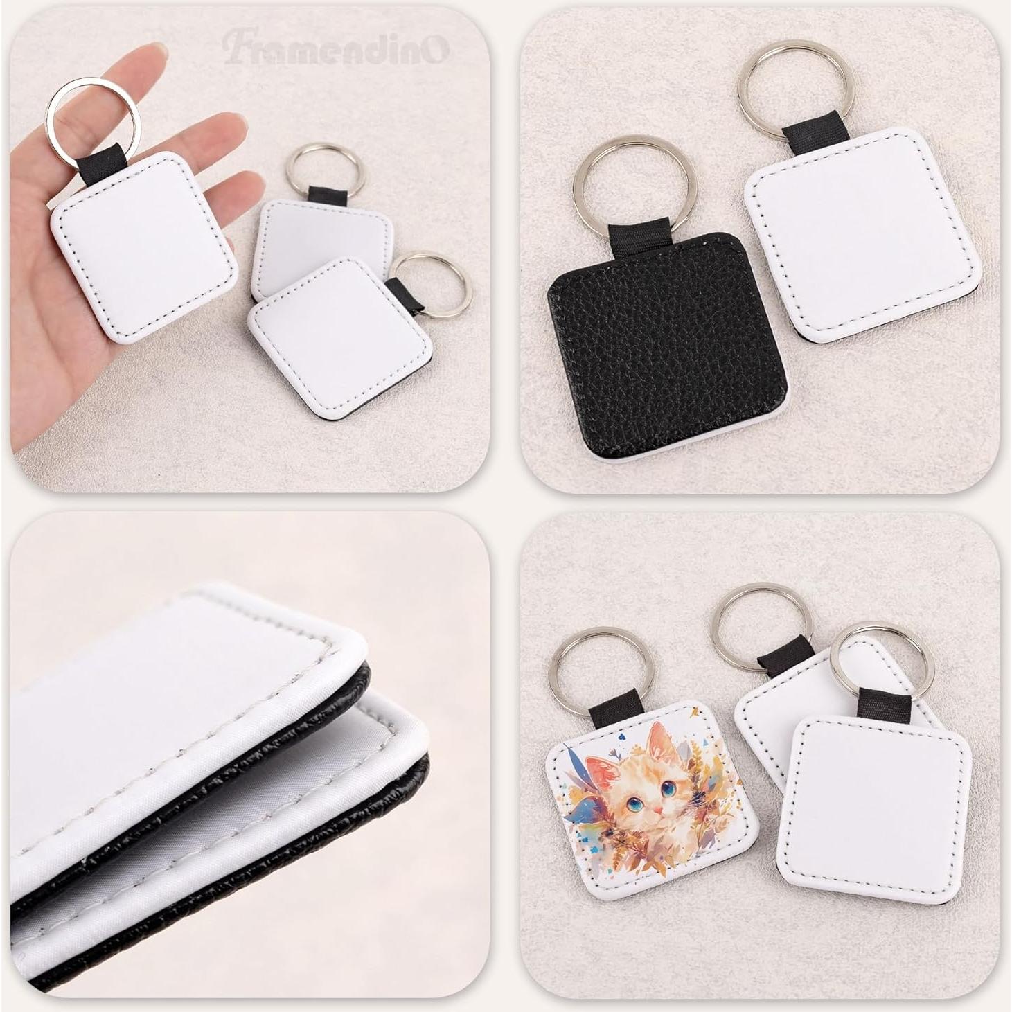 Llaveros de Cuero PU para Sublimación Framendino - 8 Unidades