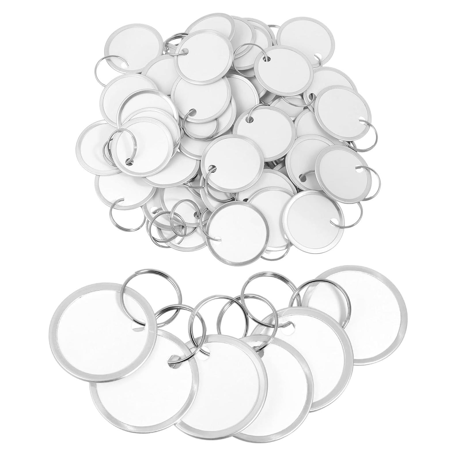 50 Etiquetas de Llave de Metal Fyntave 3 cm Redondas Blancas