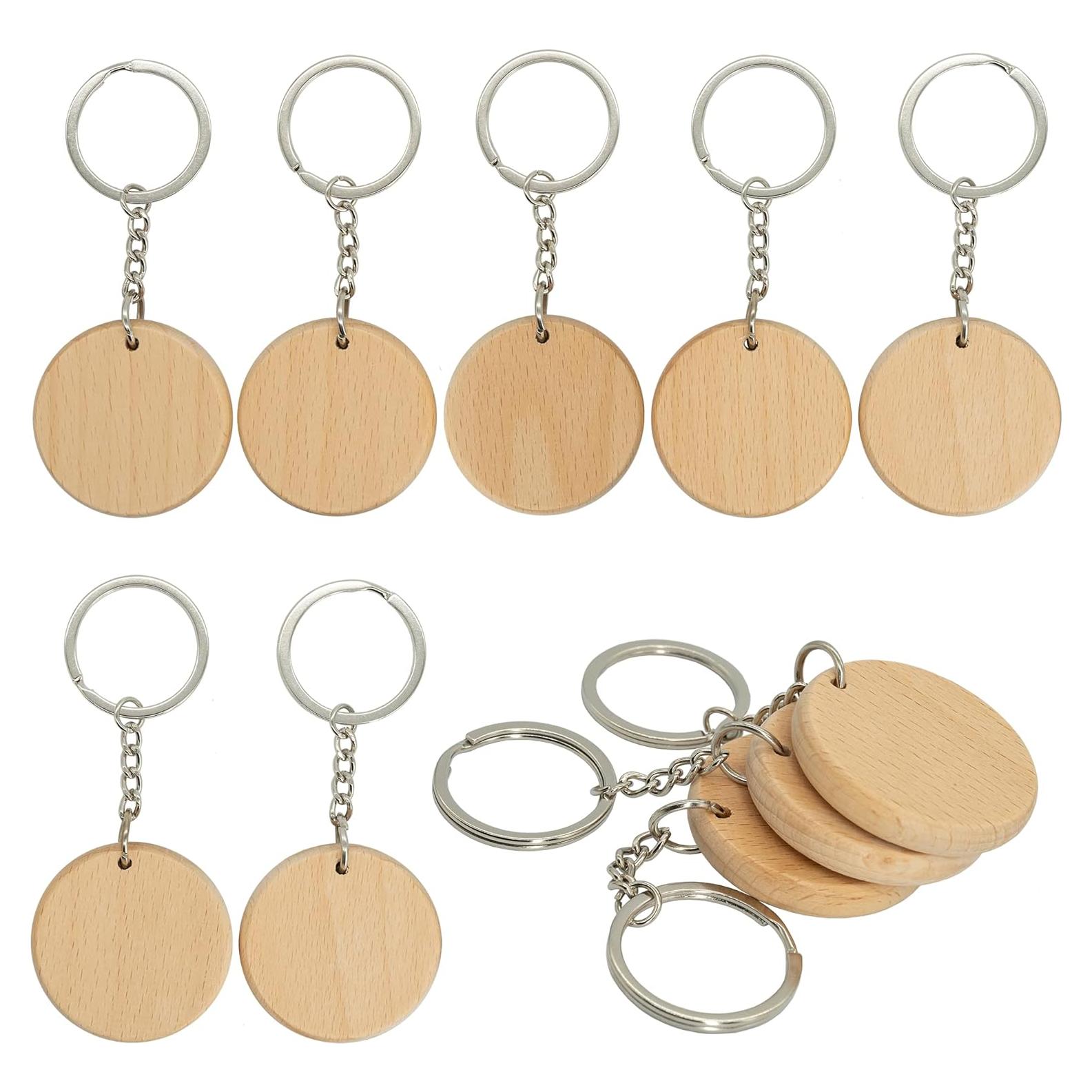 Etiquetas de Llave de Madera Redondas TFoRibbon - 20 Pcs, 4 cm