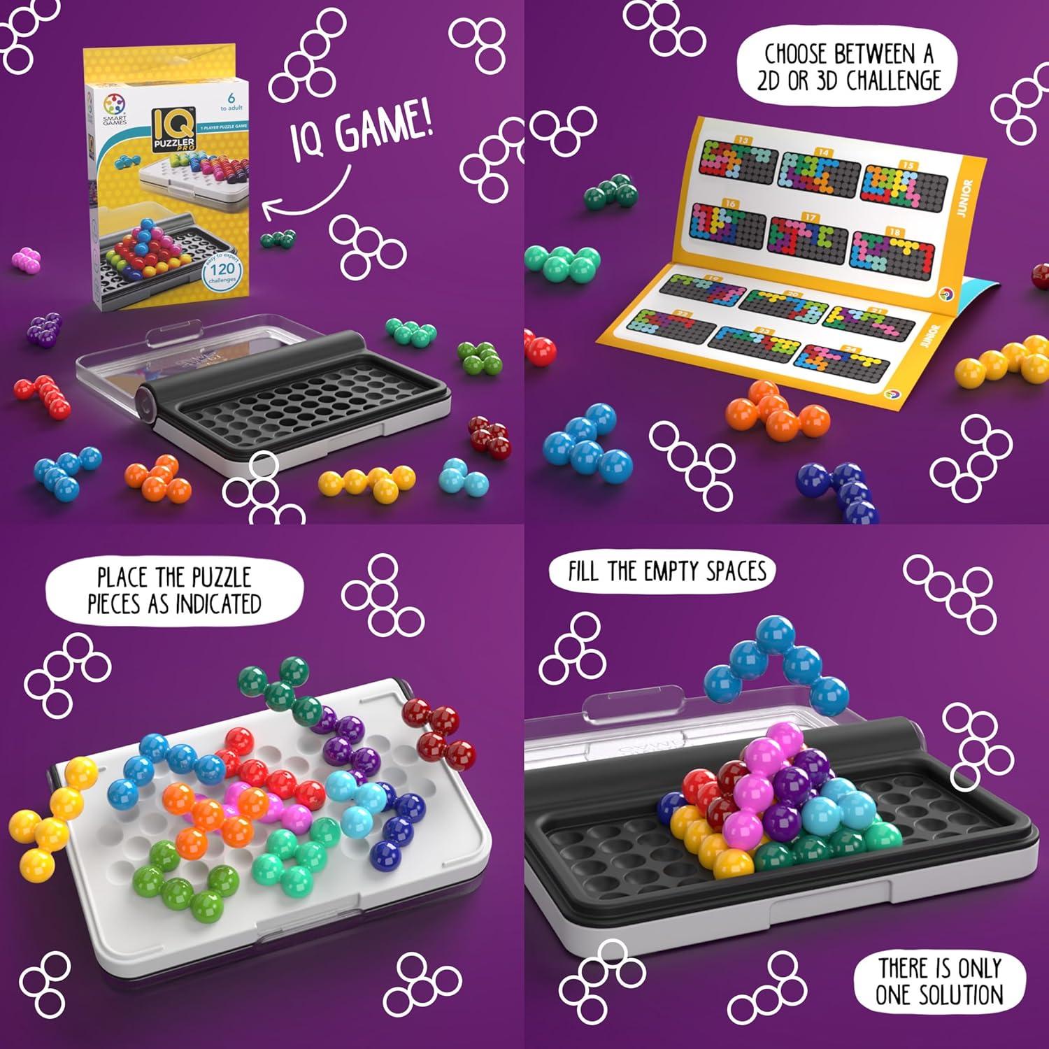 SmartGames IQ Puzzler Pro - Juego de Viaje 120 Desafíos