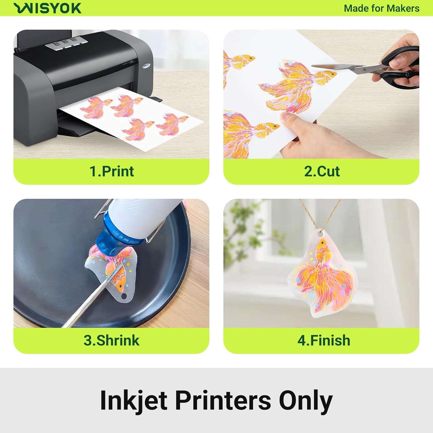 Hojas de Plástico Encogible WISYOK 25 Pcs 21x29.7cm DIY