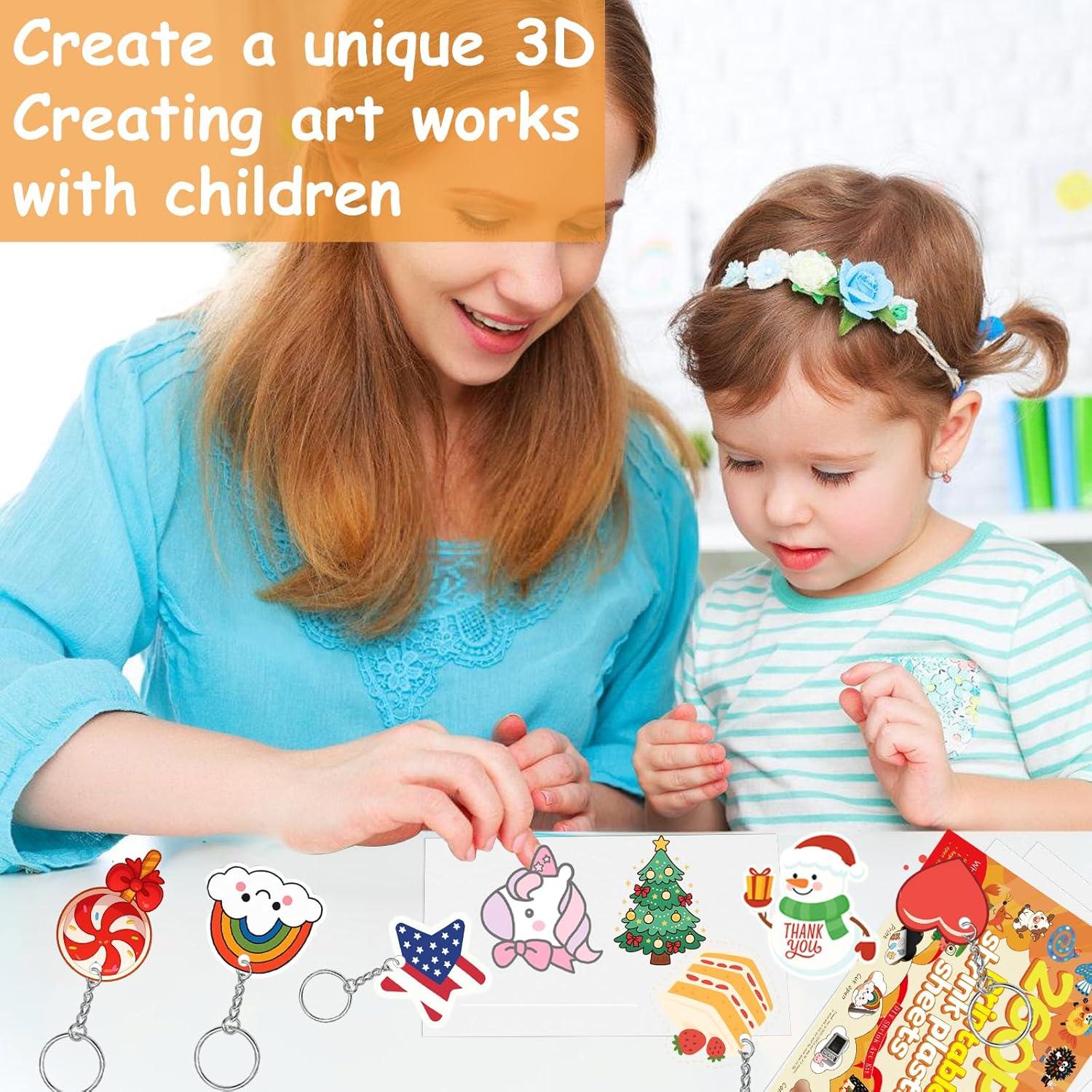 Kit de Llaveros Zaycca Shrinky Dink - 20 Hojas y 240 Accesorios