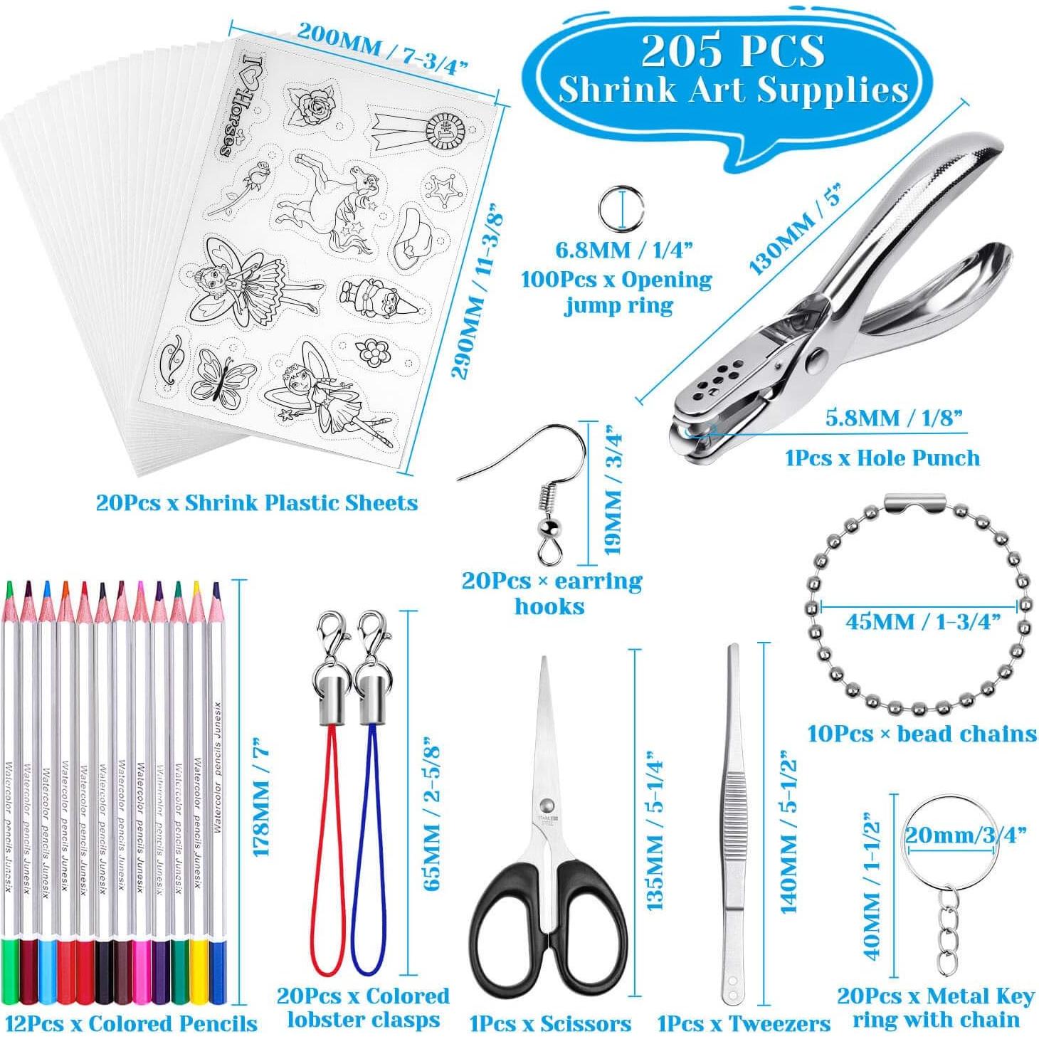 Kit de Llaveros Shynek 205 Piezas - Hojas Shrinky y Accesorios