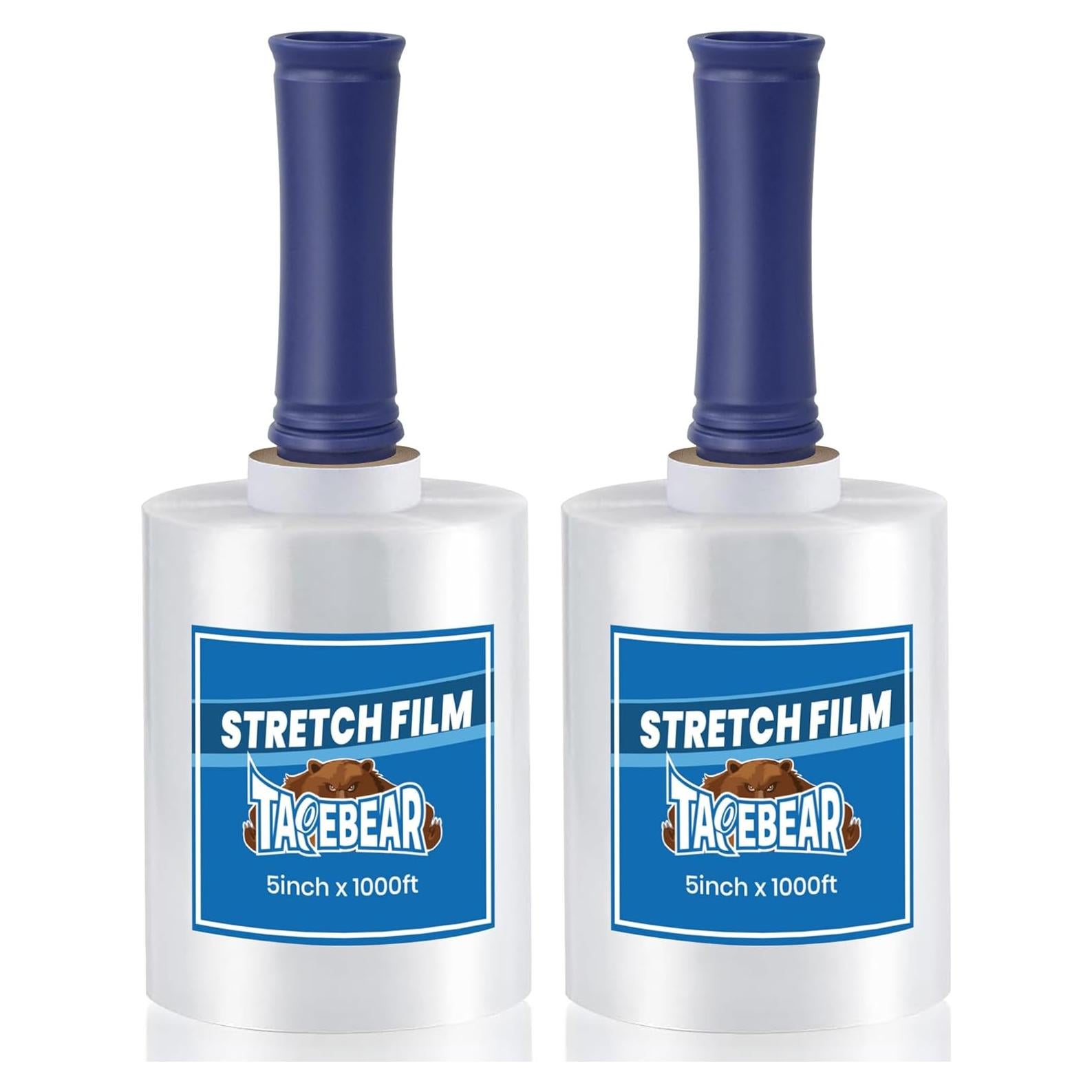 Película Estirable TAPEBEAR 5" x 1000ft con Mango - 2 Rollos