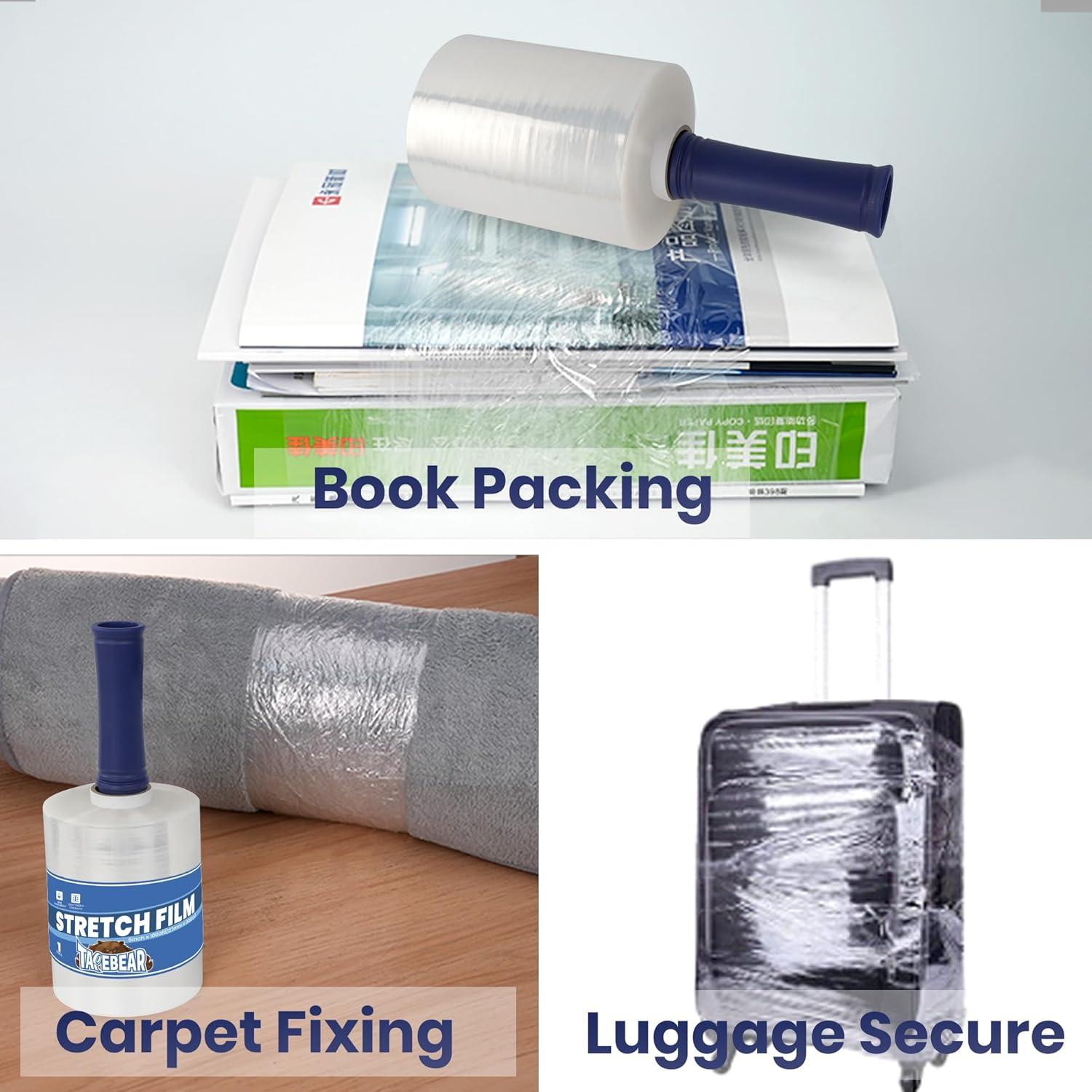 Película Estirable TAPEBEAR 5" x 1000ft con Mango - 2 Rollos