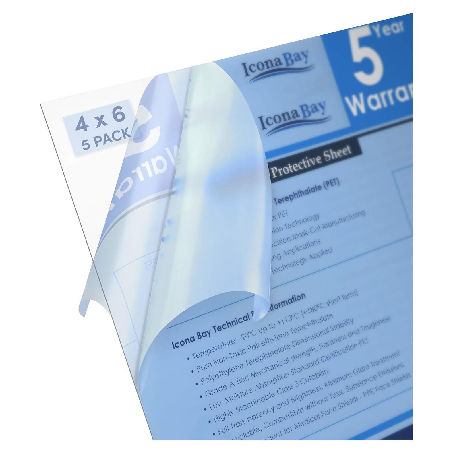 Hojas de Plástico PET Flexibles Icona Bay 4x6 cm - Paquete de 5