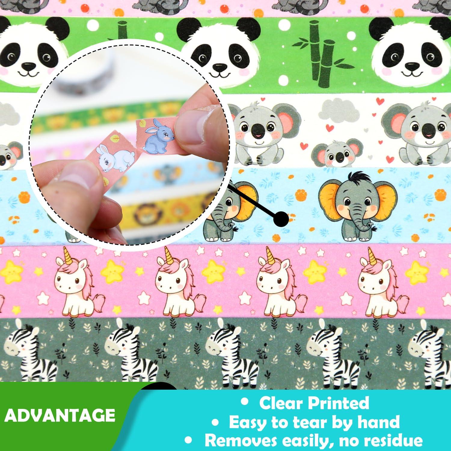 Conjunto de Cinta Washi Nikomie 12 Rollos Animales Kawaii 15mm