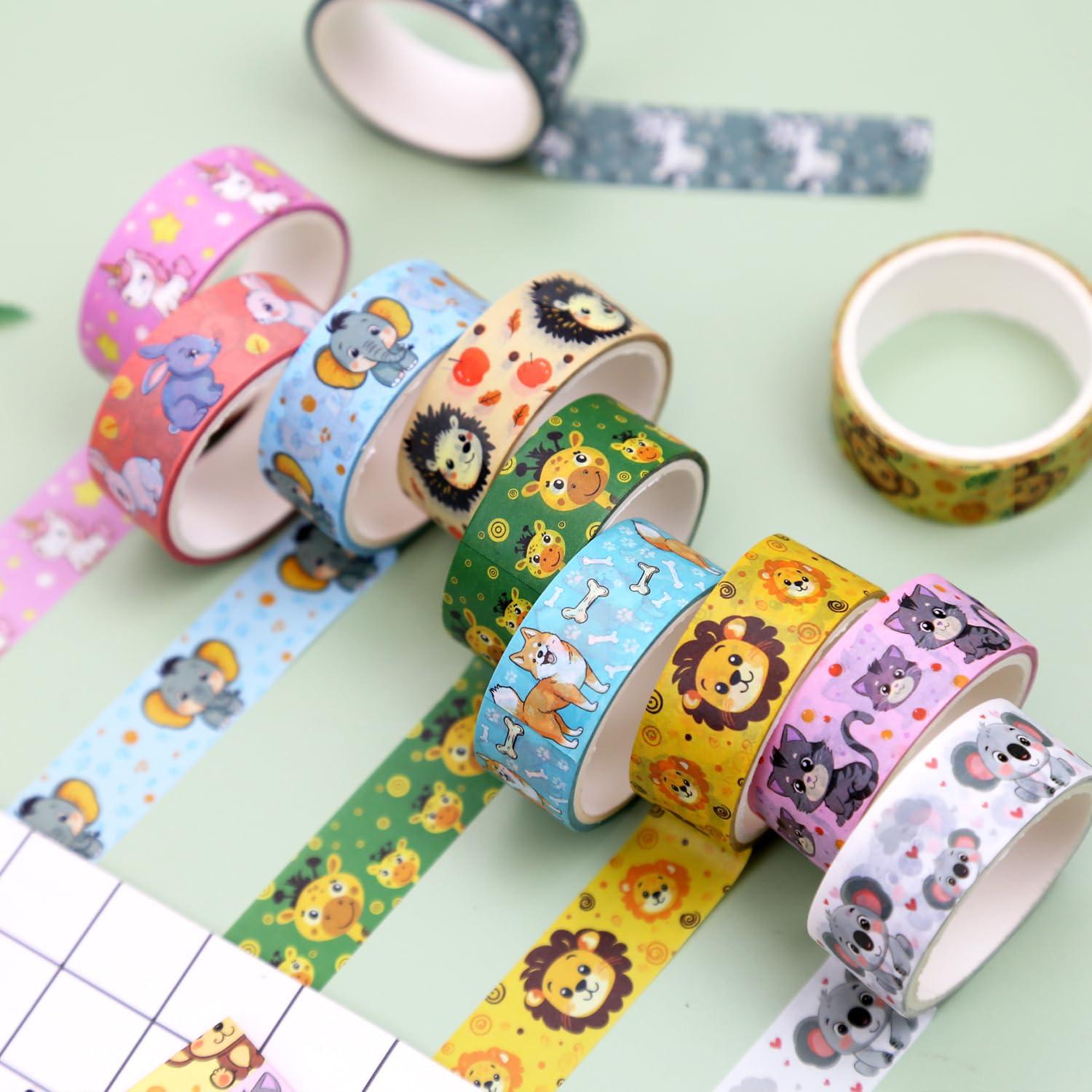 Conjunto de Cinta Washi Nikomie 12 Rollos Animales Kawaii 15mm