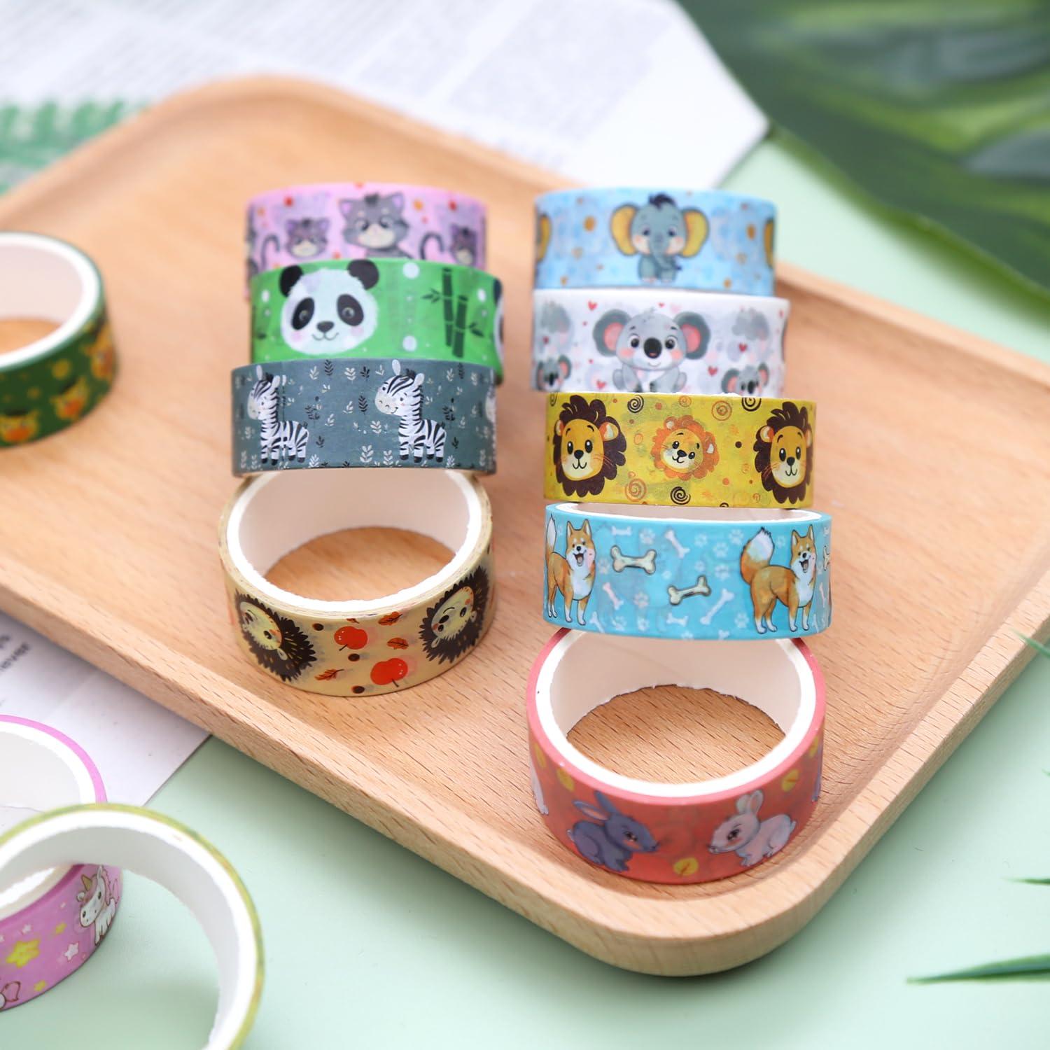 Conjunto de Cinta Washi Nikomie 12 Rollos Animales Kawaii 15mm