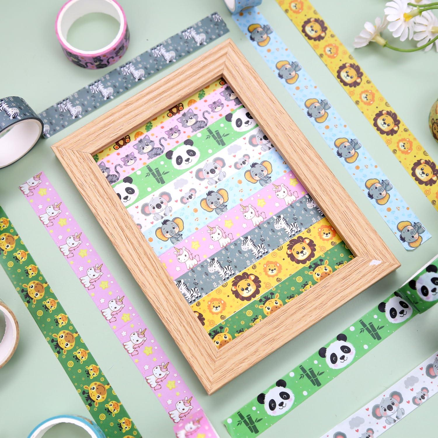 Conjunto de Cinta Washi Nikomie 12 Rollos Animales Kawaii 15mm