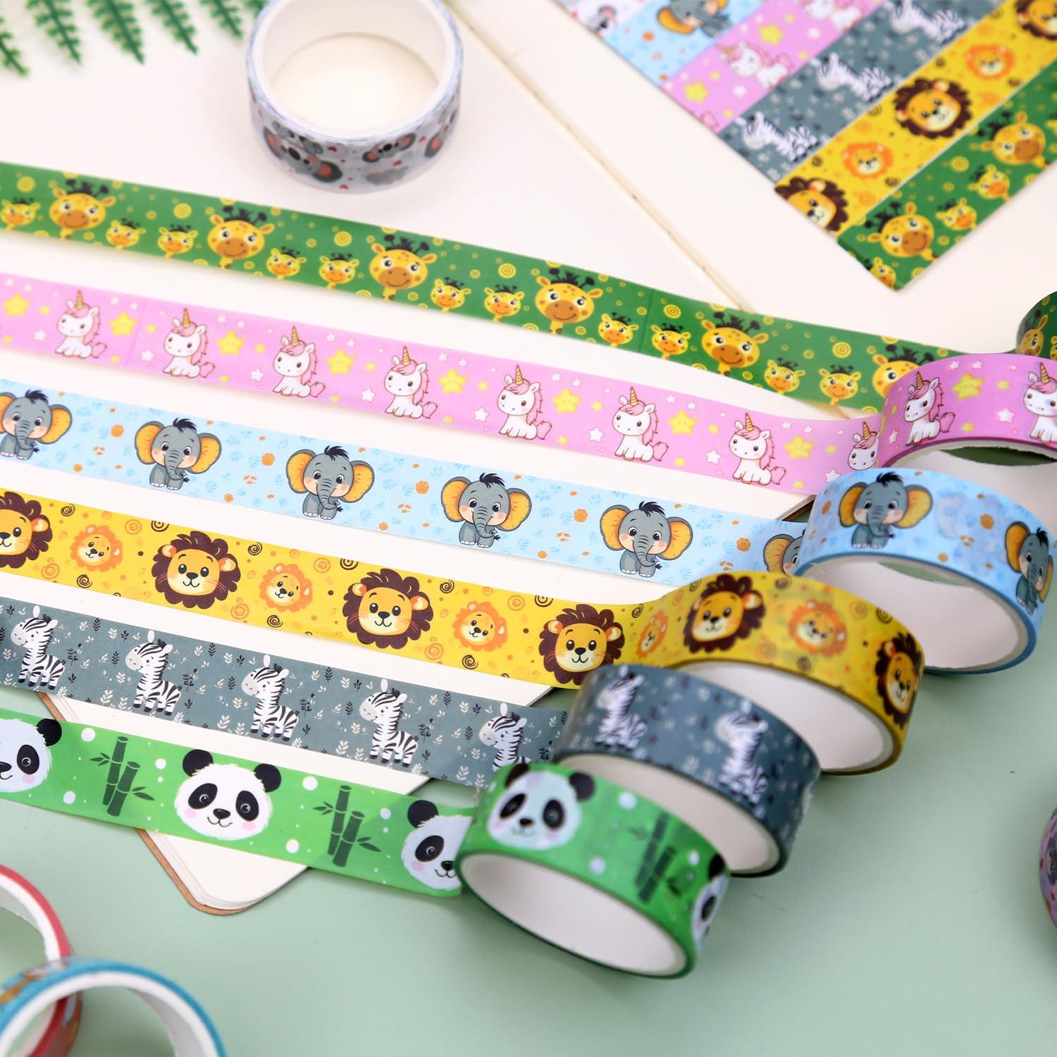 Conjunto de Cinta Washi Nikomie 12 Rollos Animales Kawaii 15mm