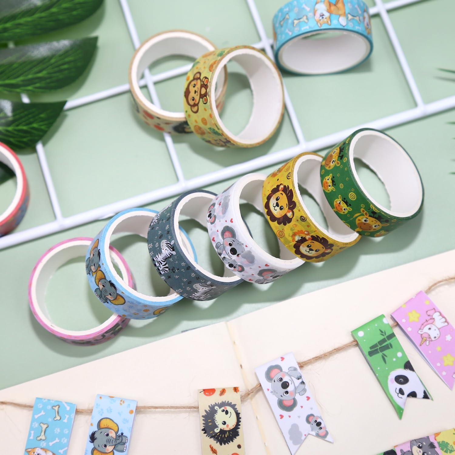 Conjunto de Cinta Washi Nikomie 12 Rollos Animales Kawaii 15mm