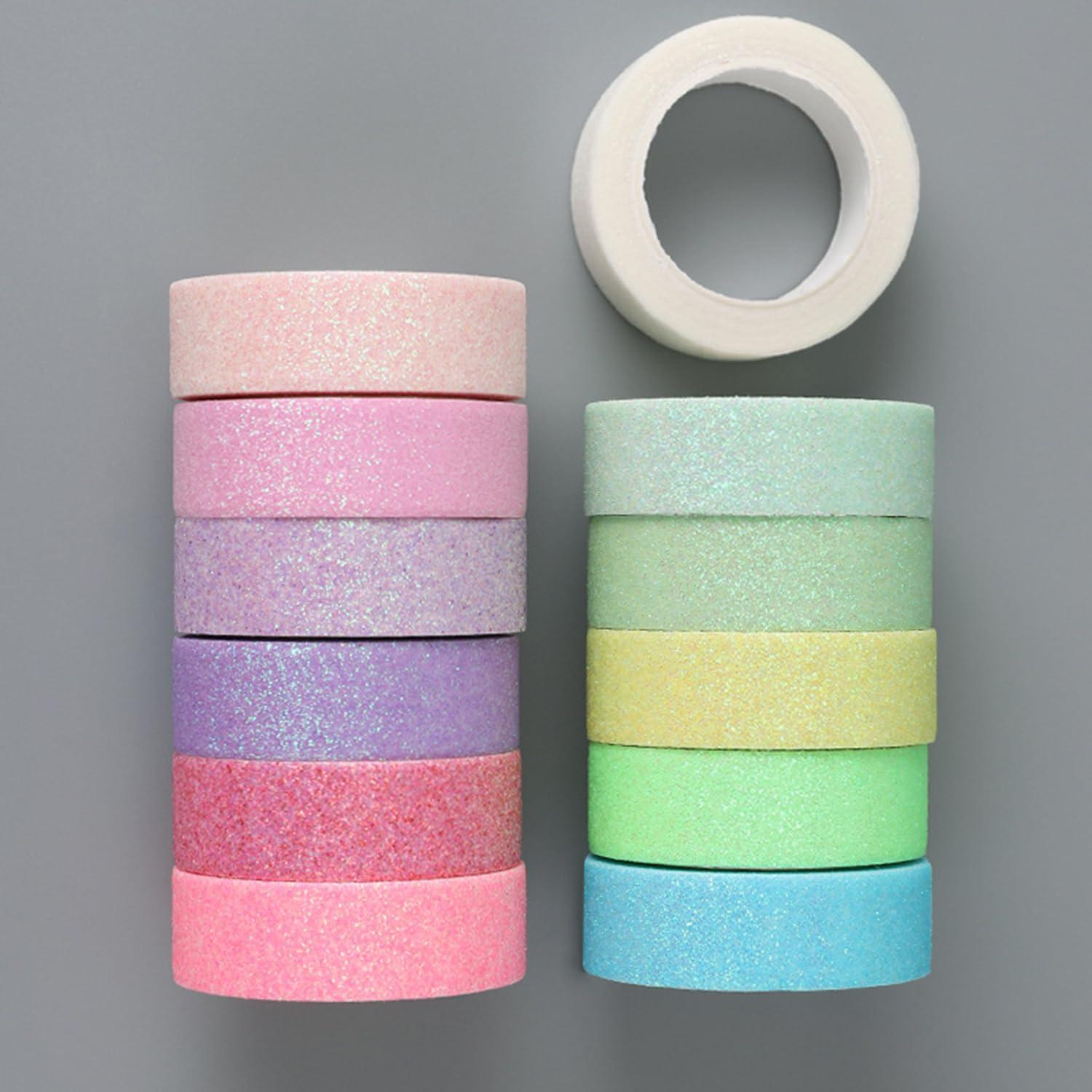 Juego de 12 Rollos de Cinta Washi Brillante Cotrida 15mm