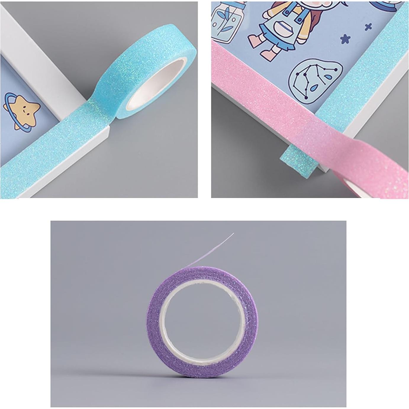 Juego de 12 Rollos de Cinta Washi Brillante Cotrida 15mm