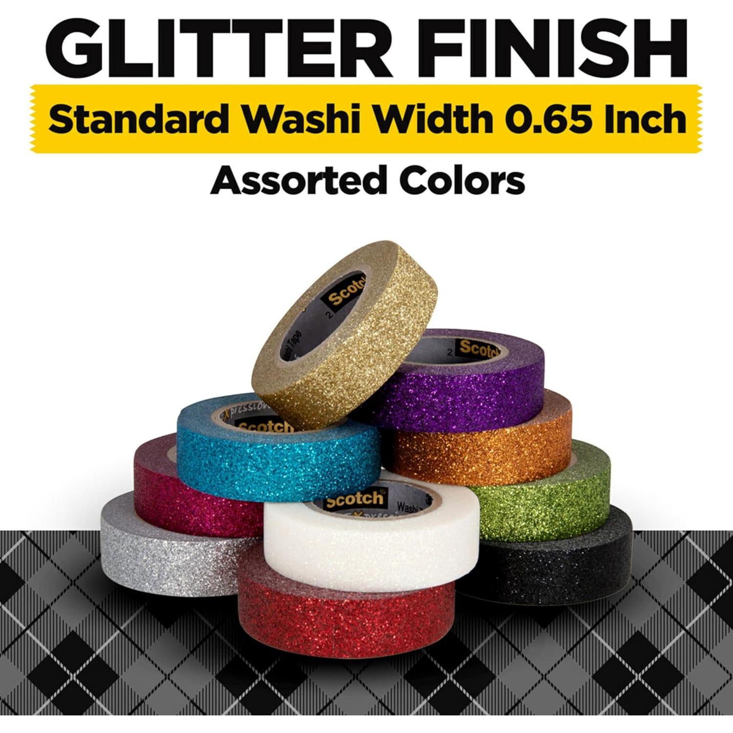 Cinta Washi Glitter Scotch 10 Rollos 25.7x15.6cm Manualidades