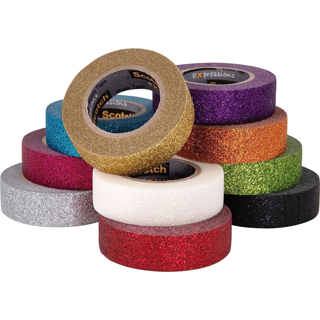 Cinta Washi Glitter Scotch 10 Rollos 25.7x15.6cm Manualidades