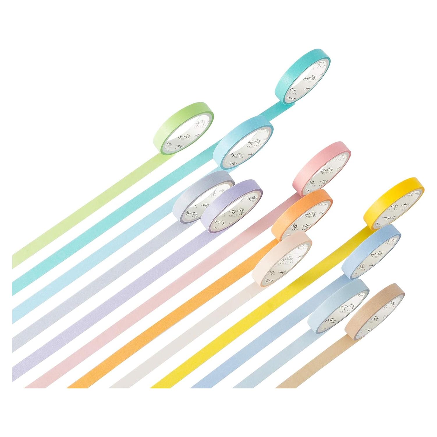 Cinta Washi Yubbaex 12 Rollos Decorativas 8mm Arcoíris