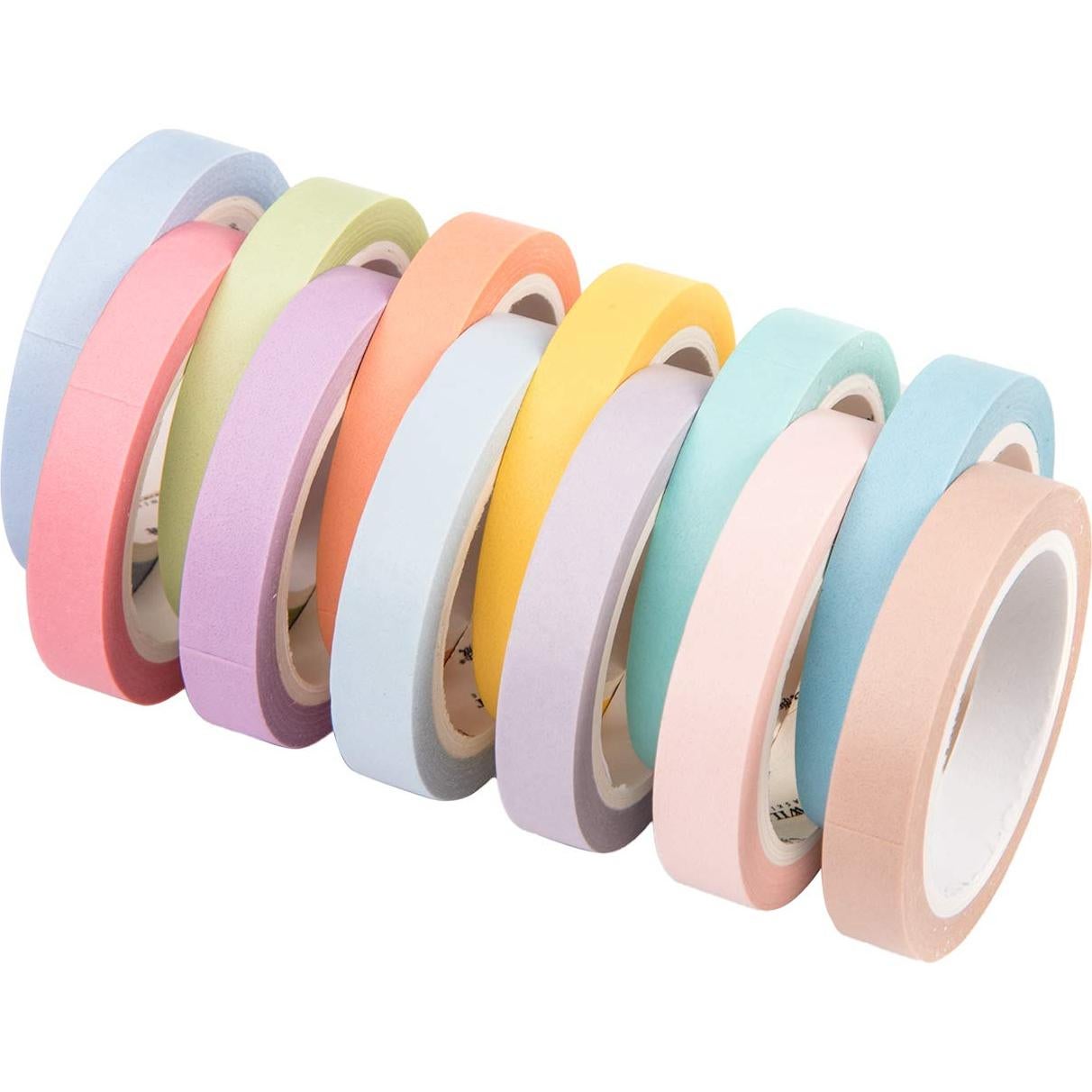 Cinta Washi Yubbaex 12 Rollos Decorativas 8mm Arcoíris