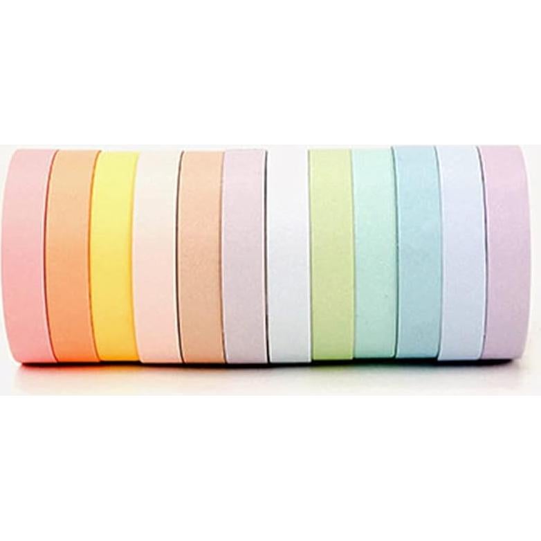 Cinta Washi Yubbaex 12 Rollos Decorativas 8mm Arcoíris