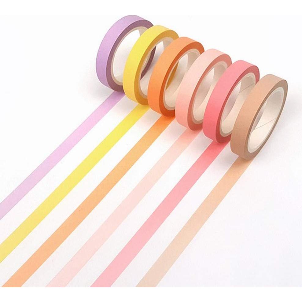 Cinta Washi Yubbaex 12 Rollos Decorativas 8mm Arcoíris