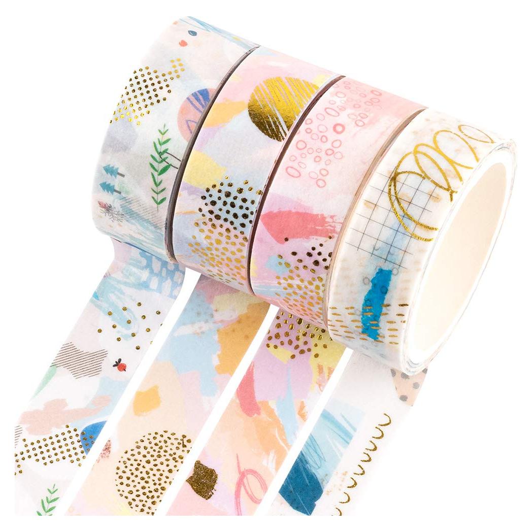 Cinta Washi Decorativa Yubbaex 4 Rollos 15mm Geométrico