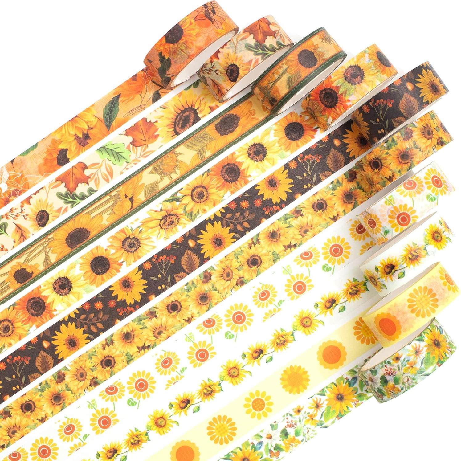 Conjunto de Cinta Washi YUBX Girasol 10 Rollos 15mm x 4m