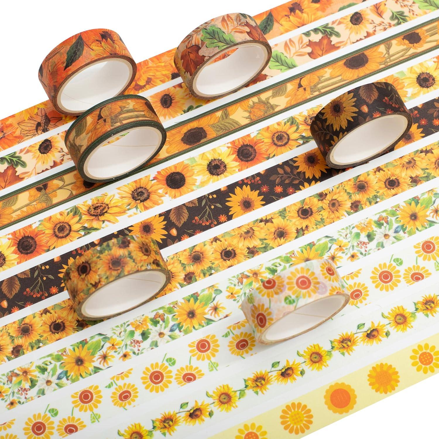 Conjunto de Cinta Washi YUBX Girasol 10 Rollos 15mm x 4m
