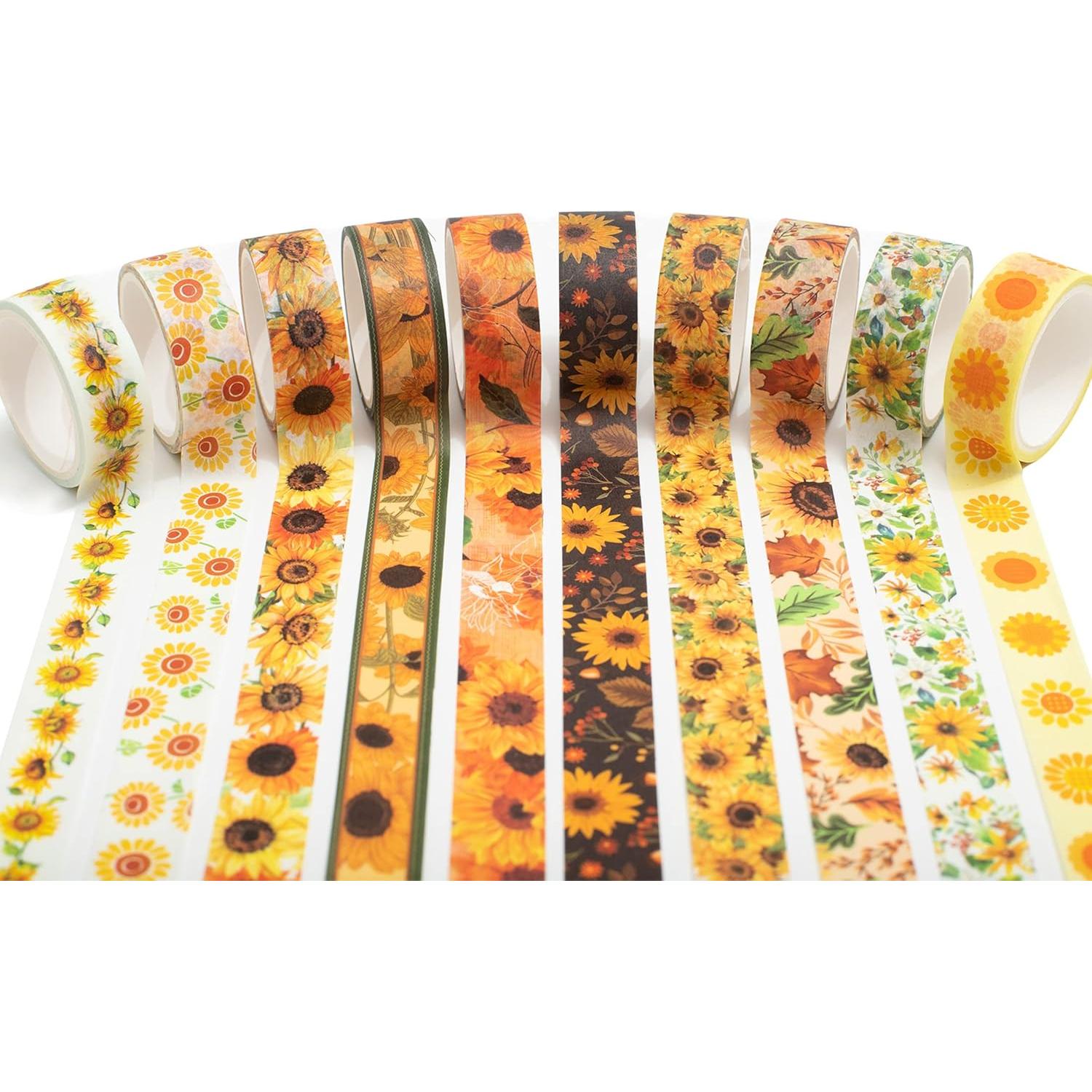 Conjunto de Cinta Washi YUBX Girasol 10 Rollos 15mm x 4m