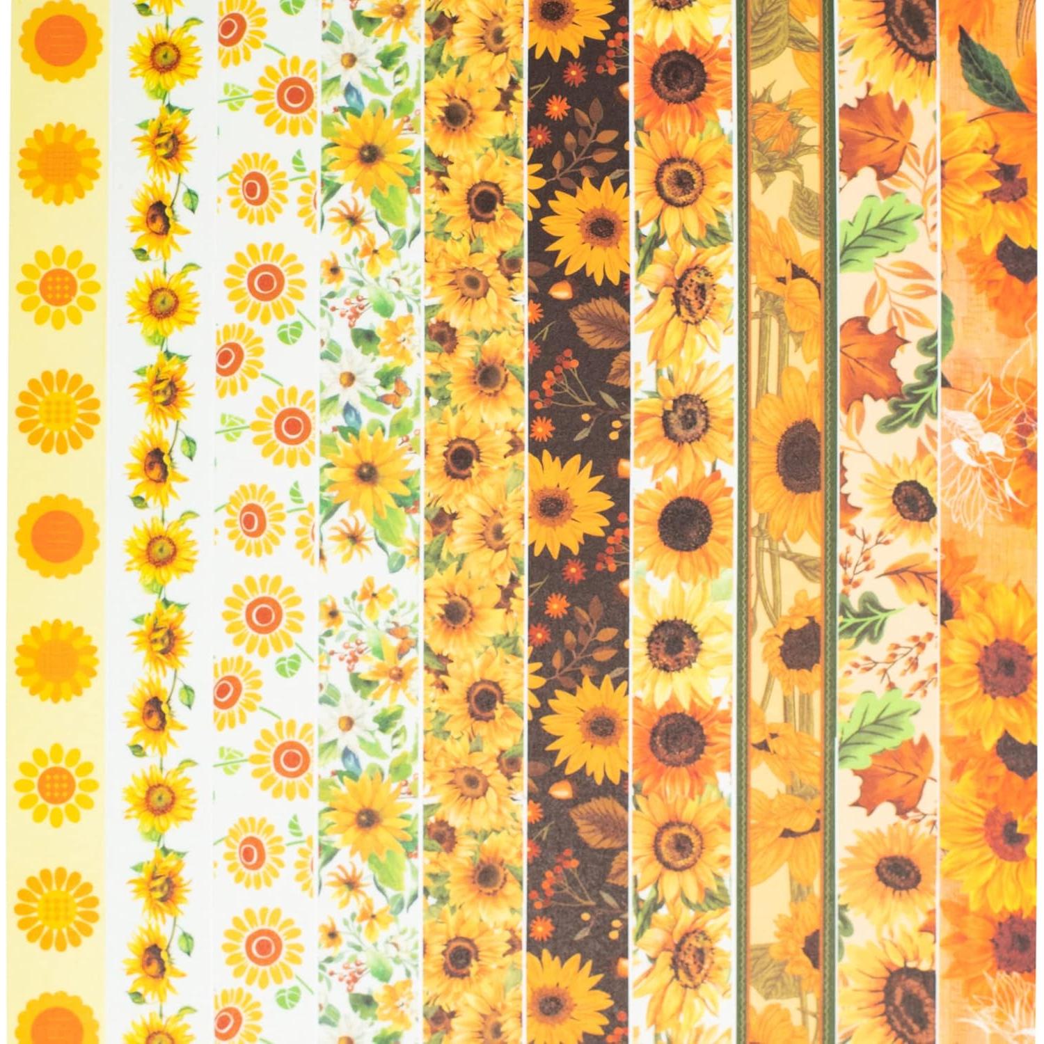 Conjunto de Cinta Washi YUBX Girasol 10 Rollos 15mm x 4m