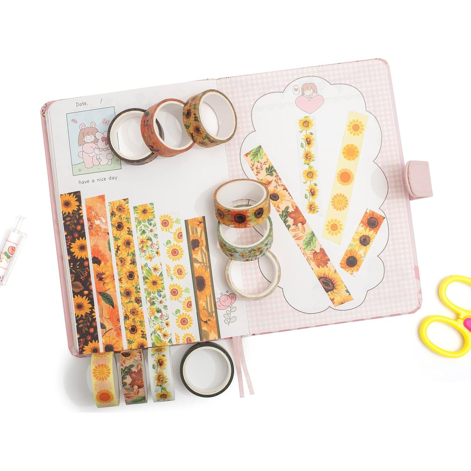 Conjunto de Cinta Washi YUBX Girasol 10 Rollos 15mm x 4m