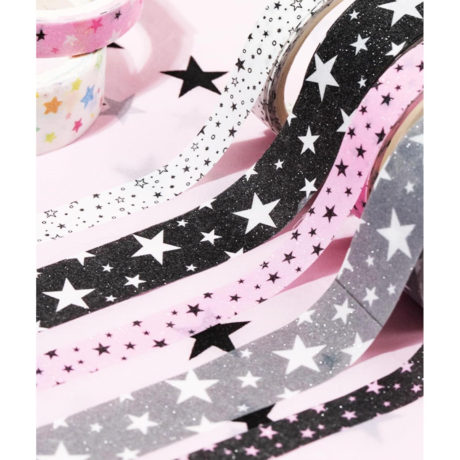 Juego de 12 Rollos de Cinta Washi ZMLSED Estrellas Kawaii