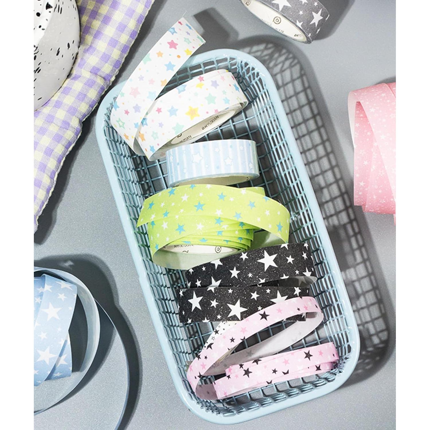 Juego de 12 Rollos de Cinta Washi ZMLSED Estrellas Kawaii
