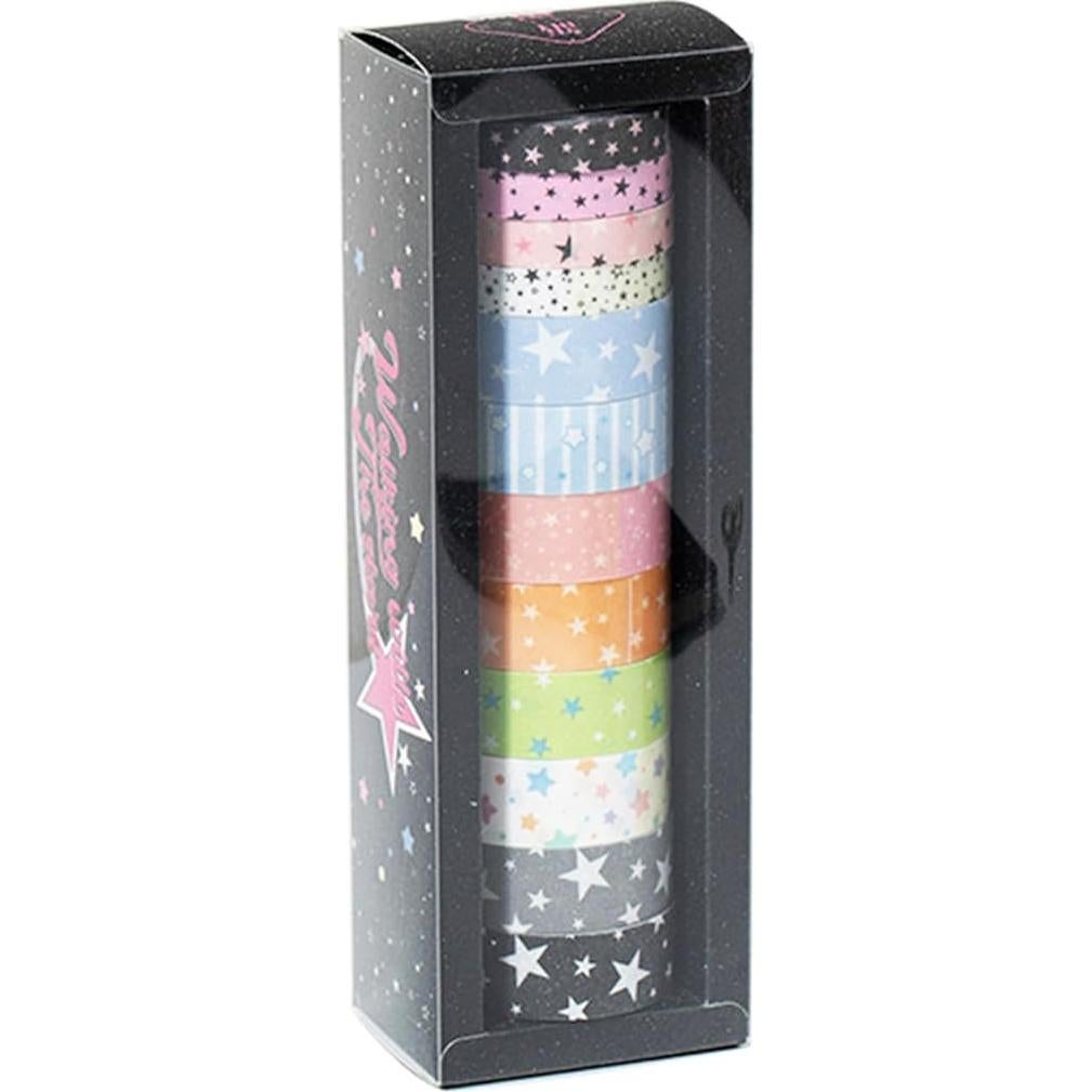 Juego de 12 Rollos de Cinta Washi ZMLSED Estrellas Kawaii
