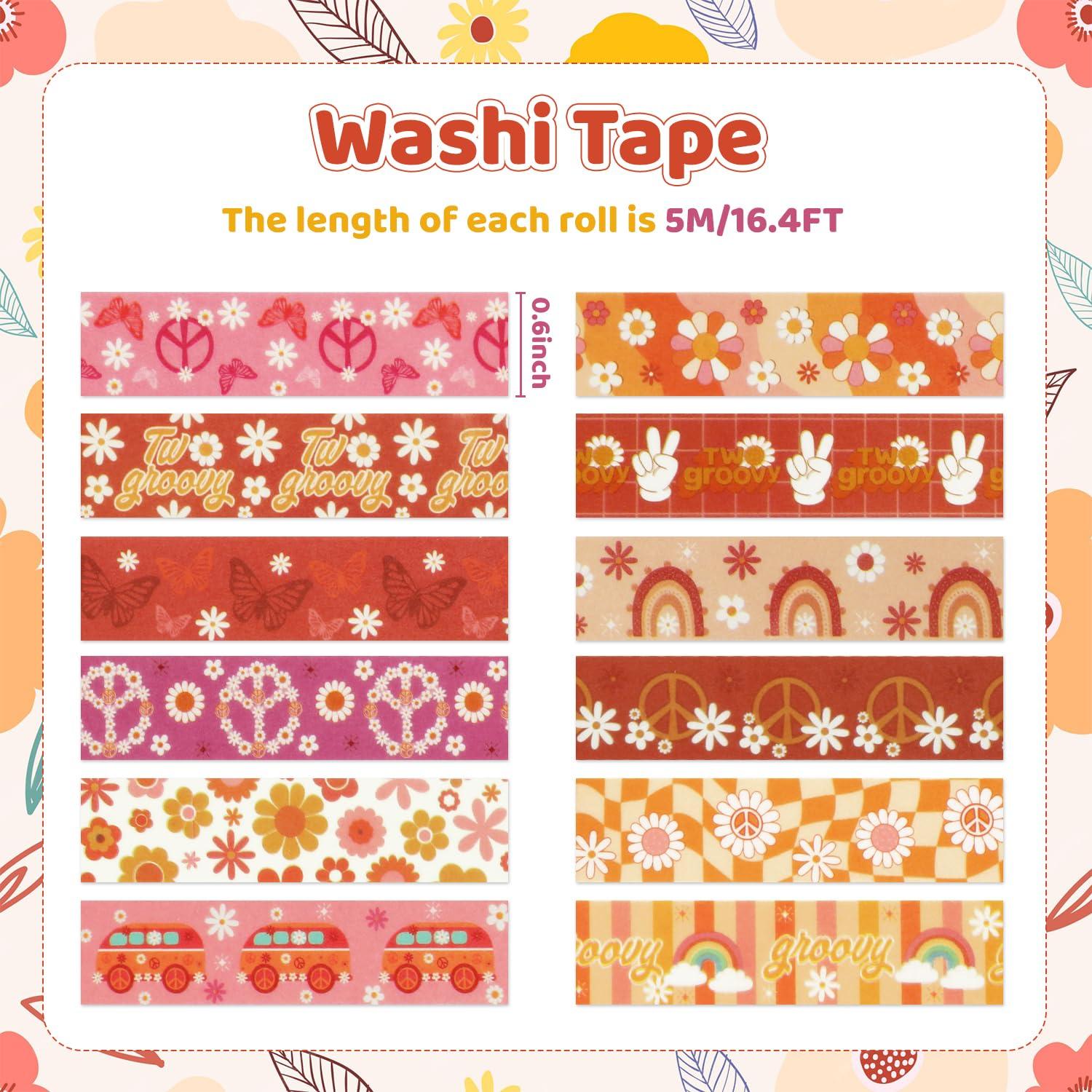 Juego de 12 Rollos de Cinta Washi Boho Retro 5m - Resflyar