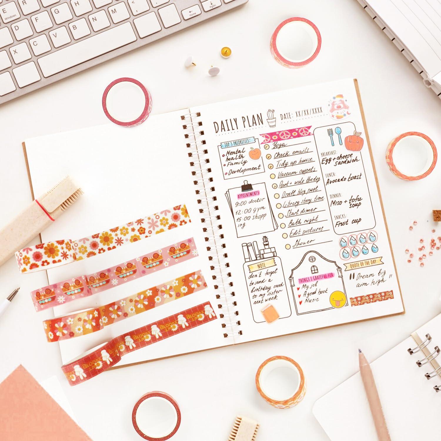 Juego de 12 Rollos de Cinta Washi Boho Retro 5m - Resflyar