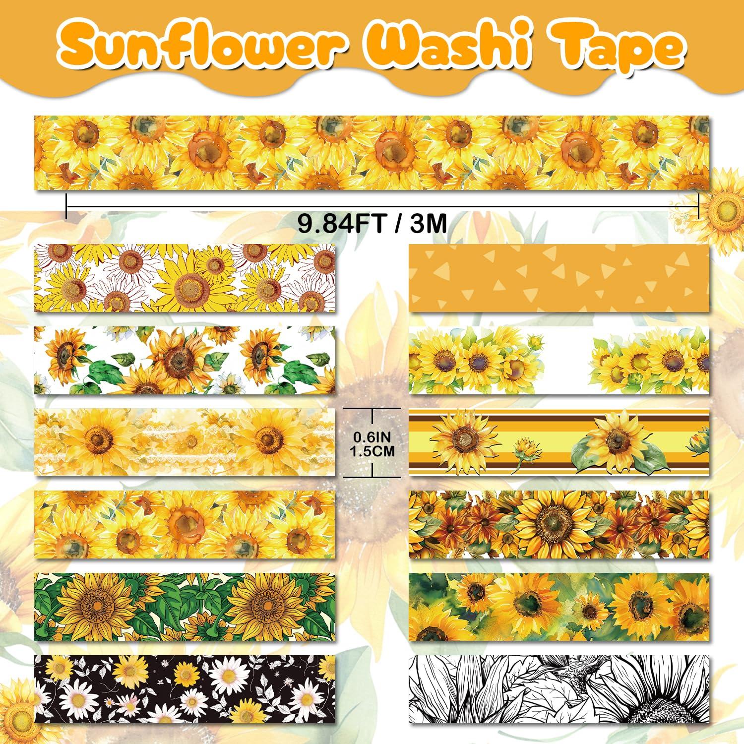 Juego de Cinta Washi Nikomi Girasol 12 Rollos 15mm x 3m