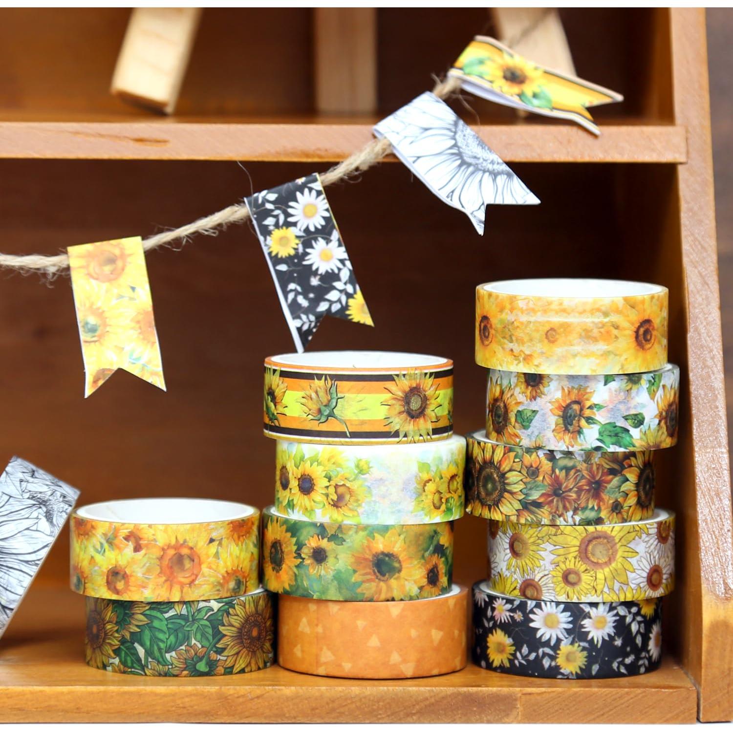 Juego de Cinta Washi Nikomi Girasol 12 Rollos 15mm x 3m