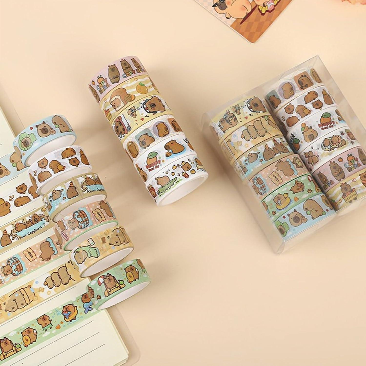 12 Rollos Cinta Washi Decorativa Capibara para Manualidades