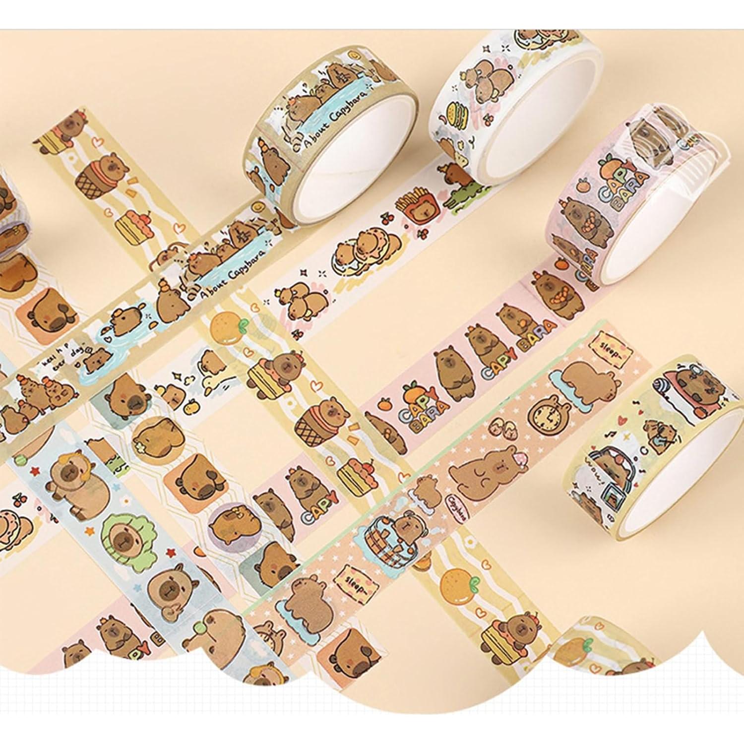 12 Rollos Cinta Washi Decorativa Capibara para Manualidades