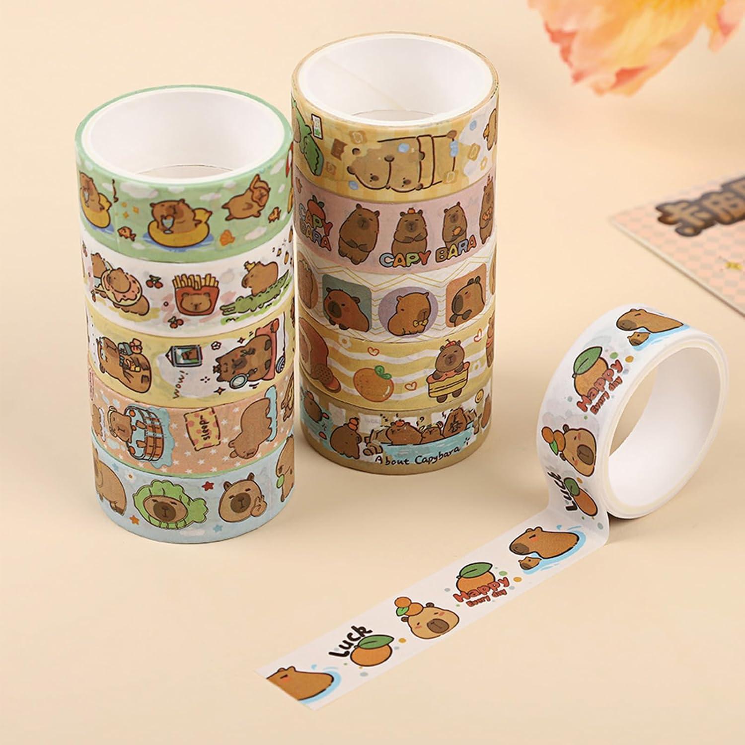 12 Rollos Cinta Washi Decorativa Capibara para Manualidades