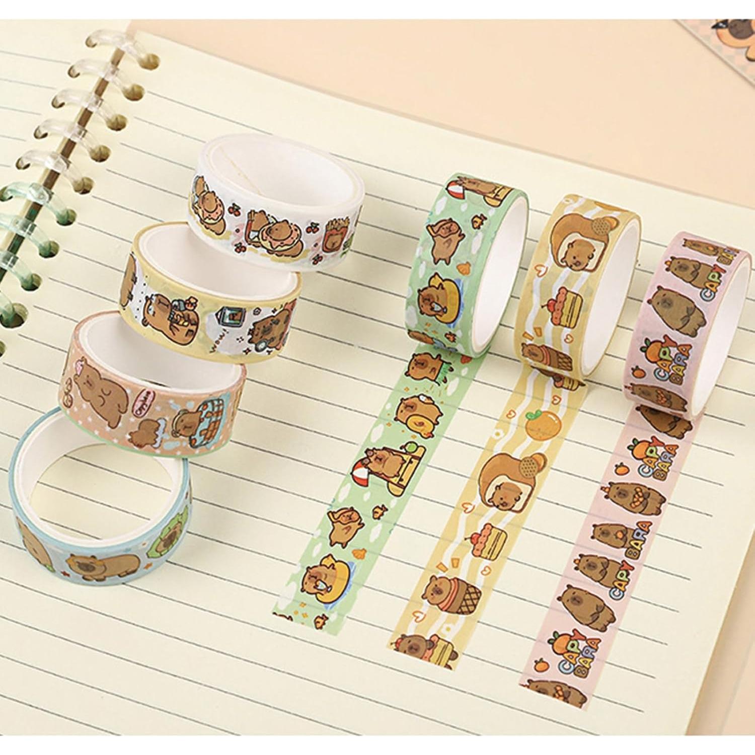 12 Rollos Cinta Washi Decorativa Capibara para Manualidades