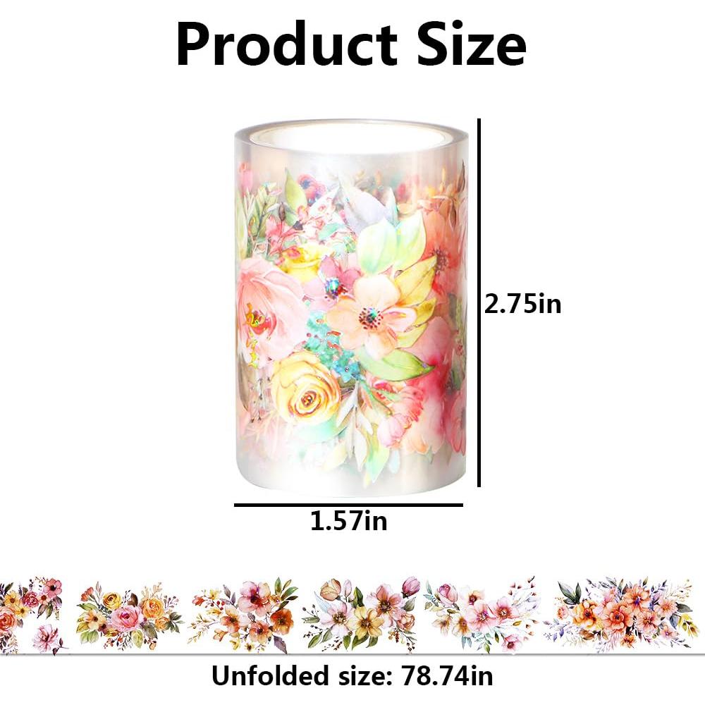 Cinta Washi Floral IPEWOEF 2m PET Decorativa Naranja